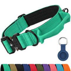 Joytale heavy-duty dog collar with handle closeup showing rugged build for strong dogs and safety.