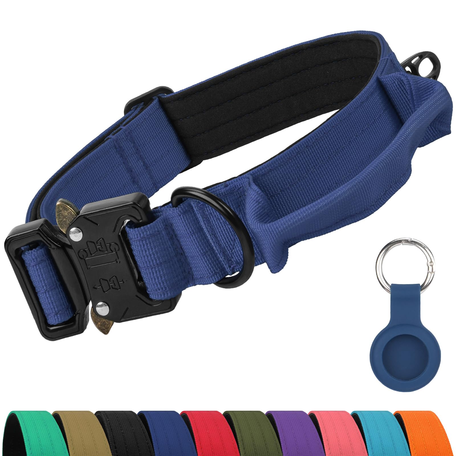 Joytale heavy-duty collar with handle closeup shows rugged build for powerful dogs during daily walks.