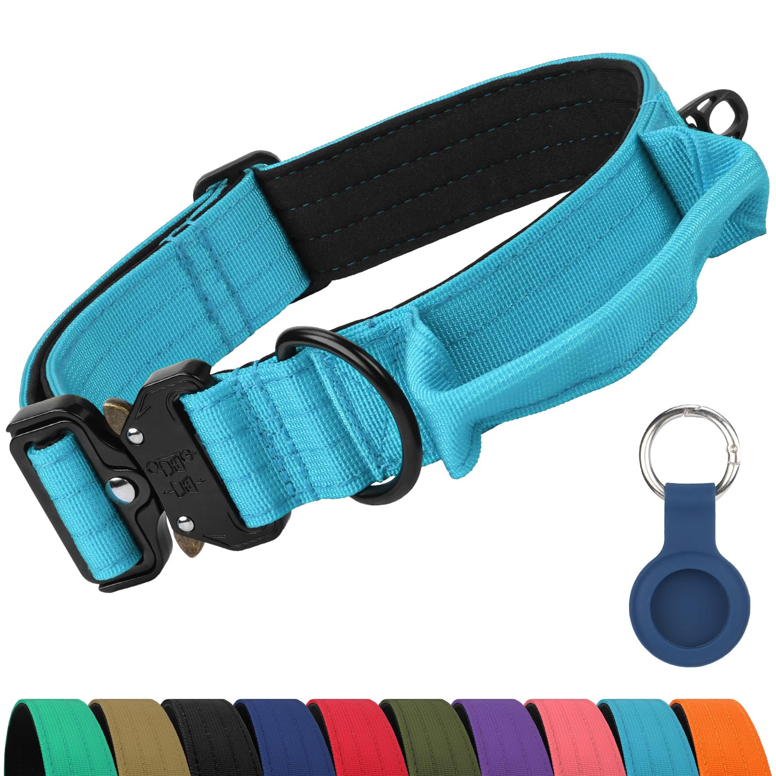 Joytale heavy-duty dog collar with handle showcases reinforced stitching for powerful breeds.