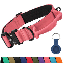 Joytale heavy duty dog collar with handle showing dual-layer nylon strength for powerful dogs.
