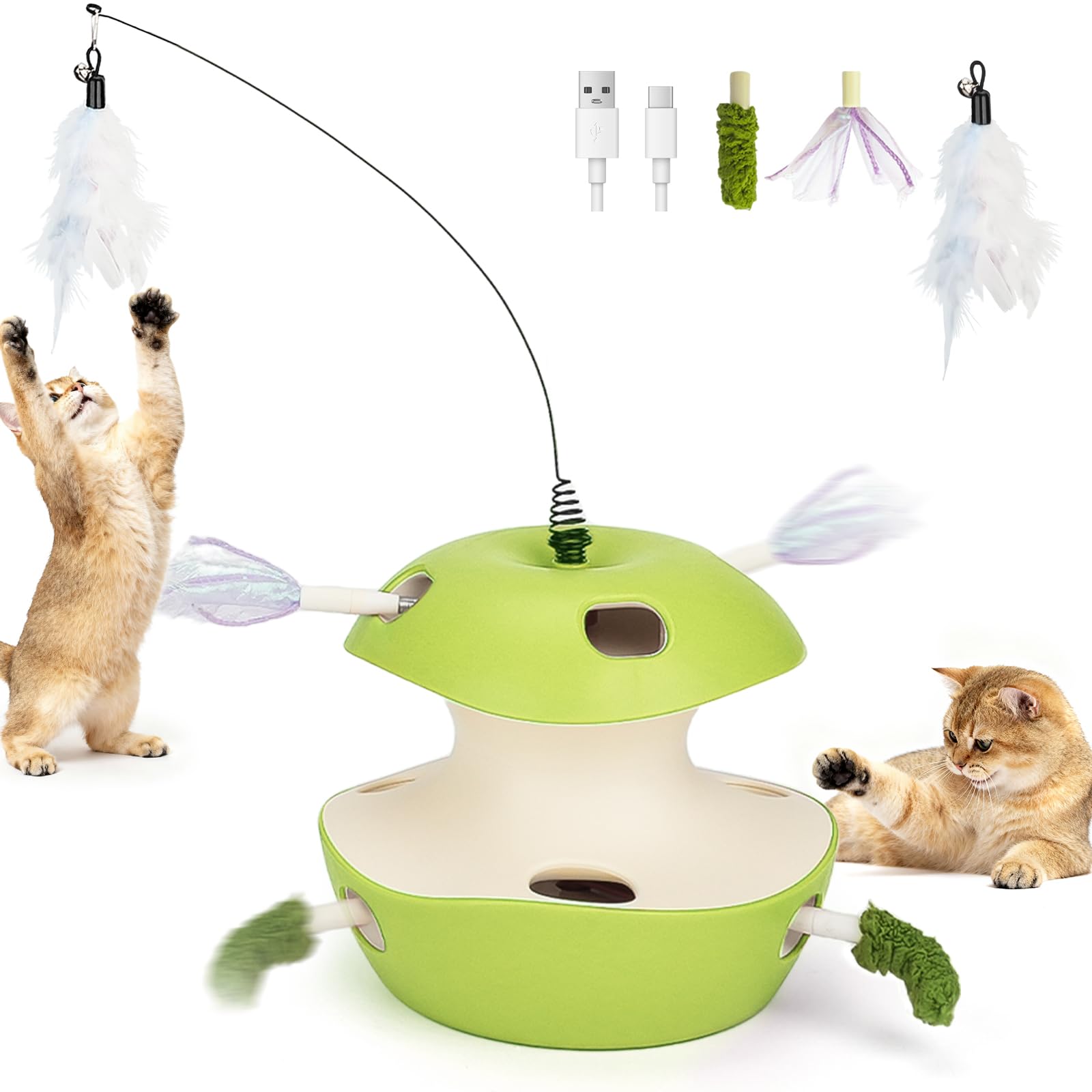 Joytale interactive cat toy front view keeps indoor cats engaged during play.