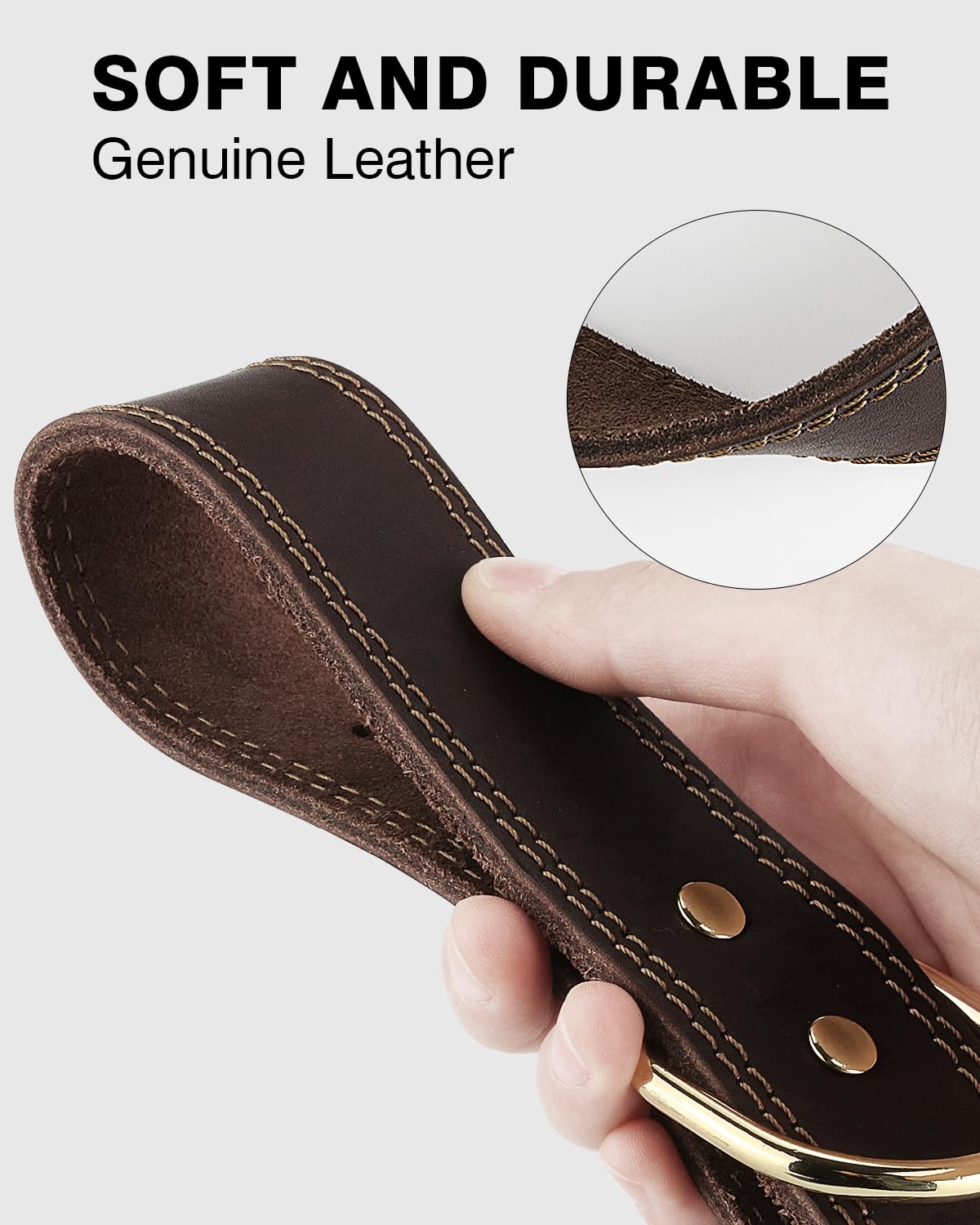 Joytale leather dog collar XS size chart shows adjustable range.