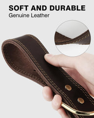Joytale leather dog collar XS size chart shows adjustable range.