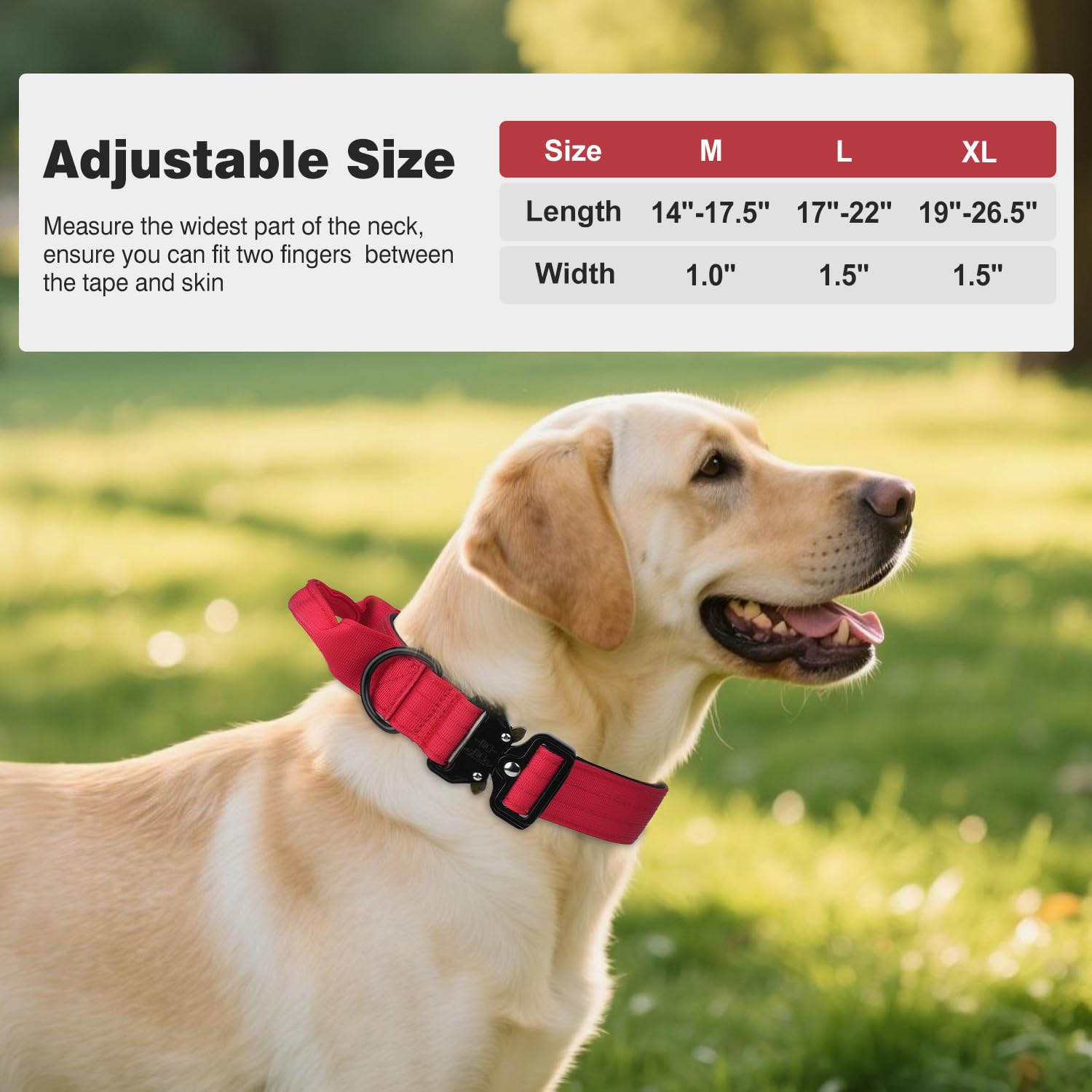 Joytale red tactical collar offers high visibility and style for large dogs
