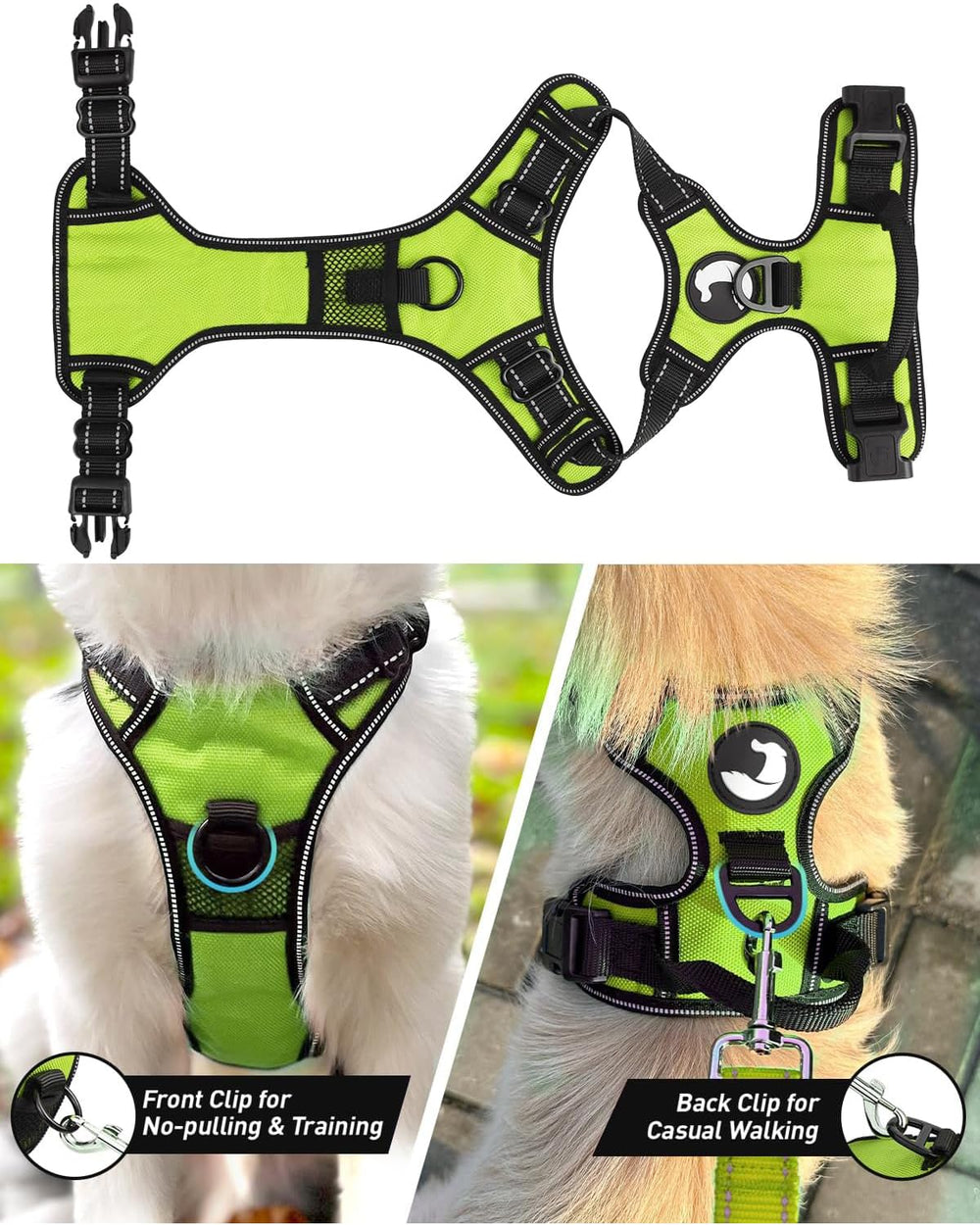 Joytale reflective strips on XL harness increase nighttime visibility