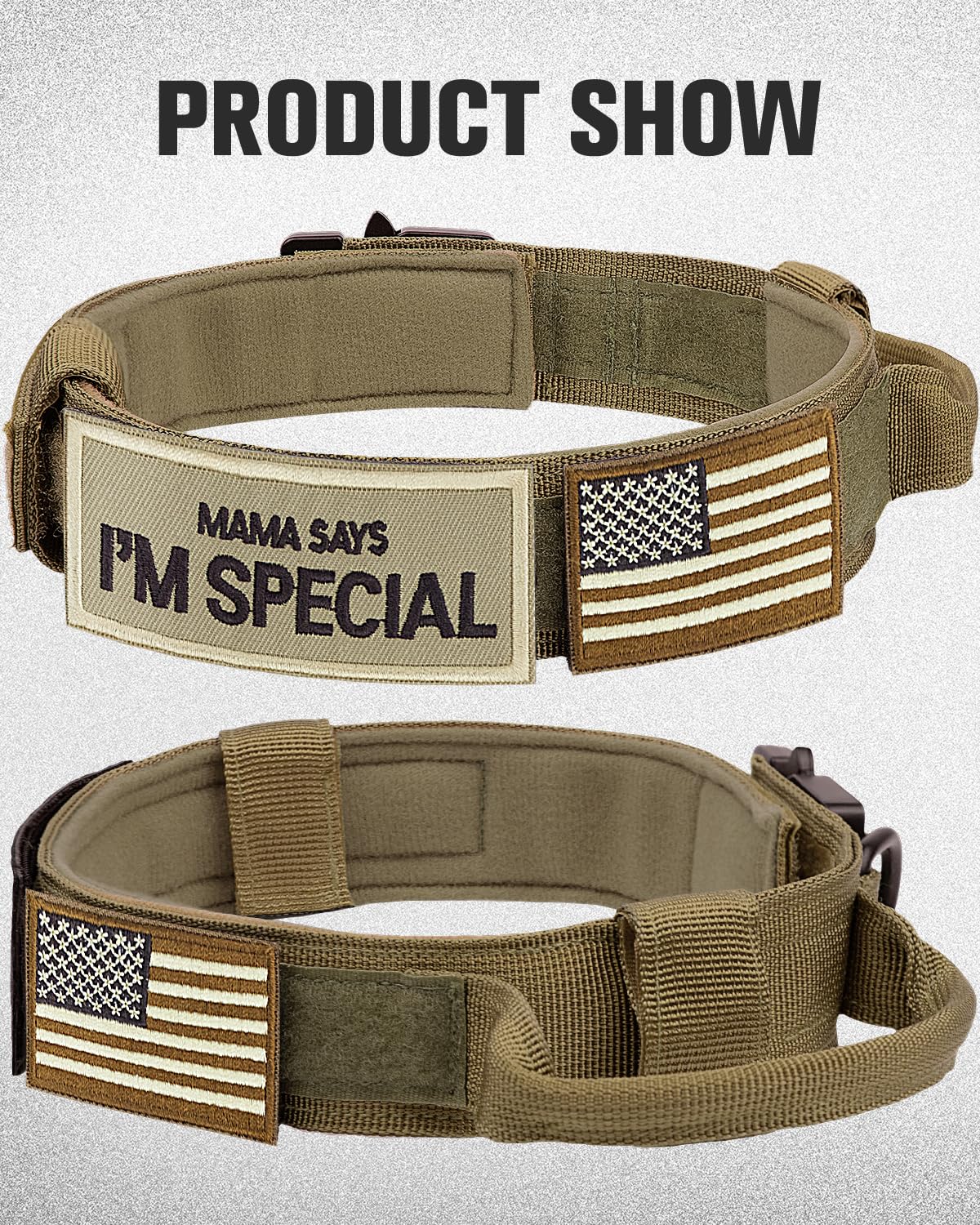 Joytale tactical dog collar quick-release buckle for easy on/off during training.