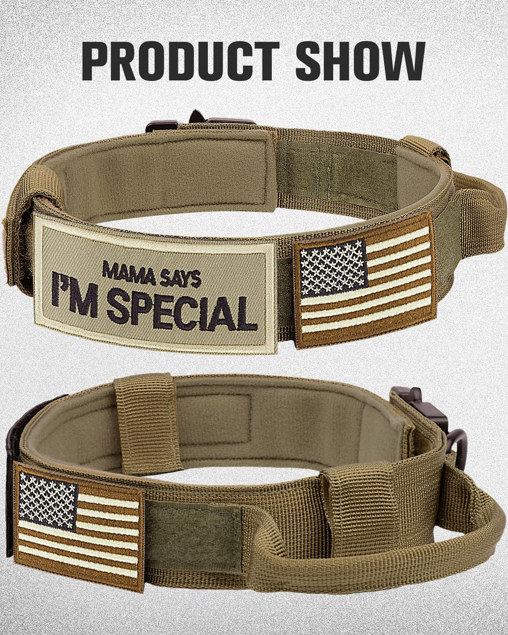 Joytale tactical dog collar quick-release buckle for easy on/off during training.