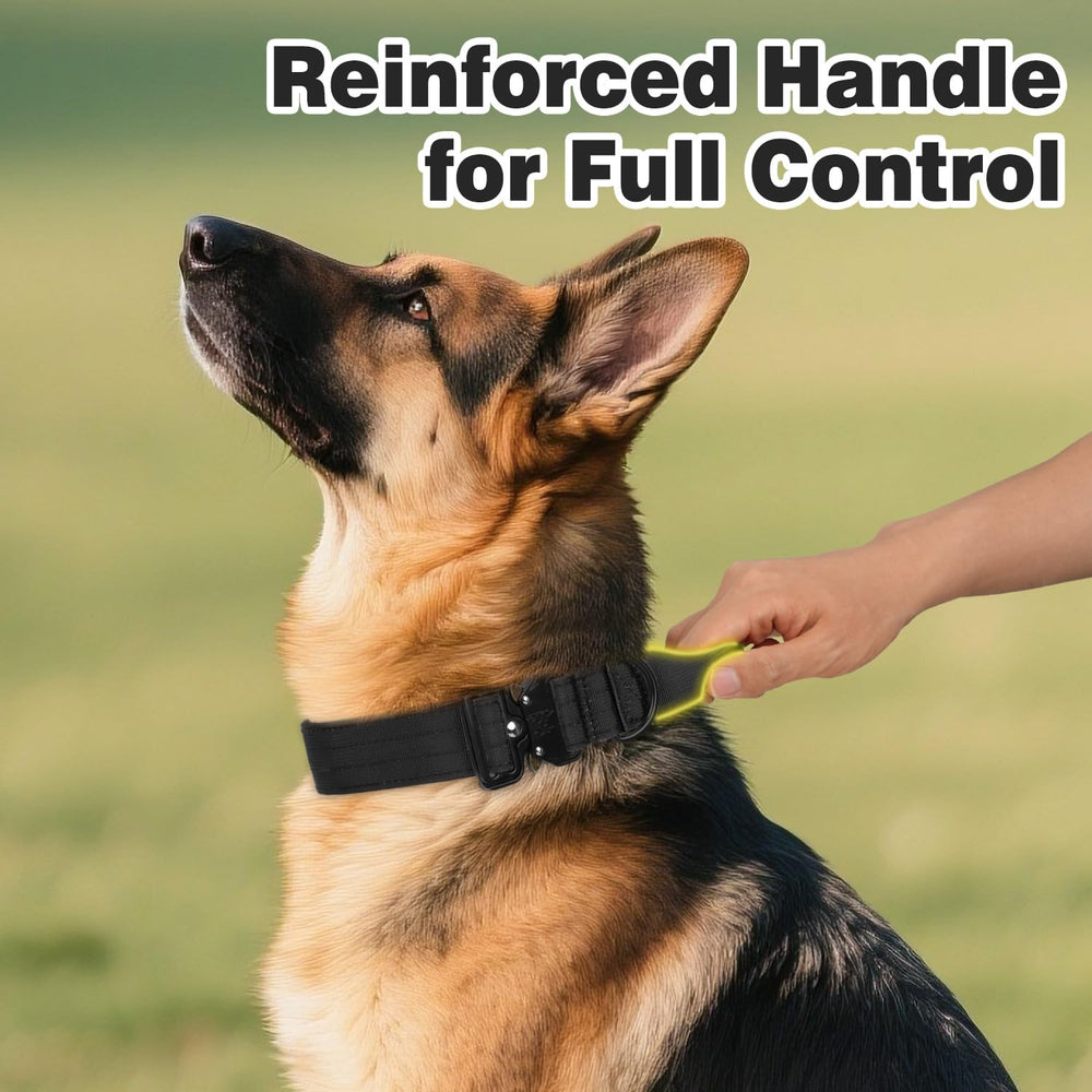 Joytale tactical dog collar with quick-release buckle for fast safety release.