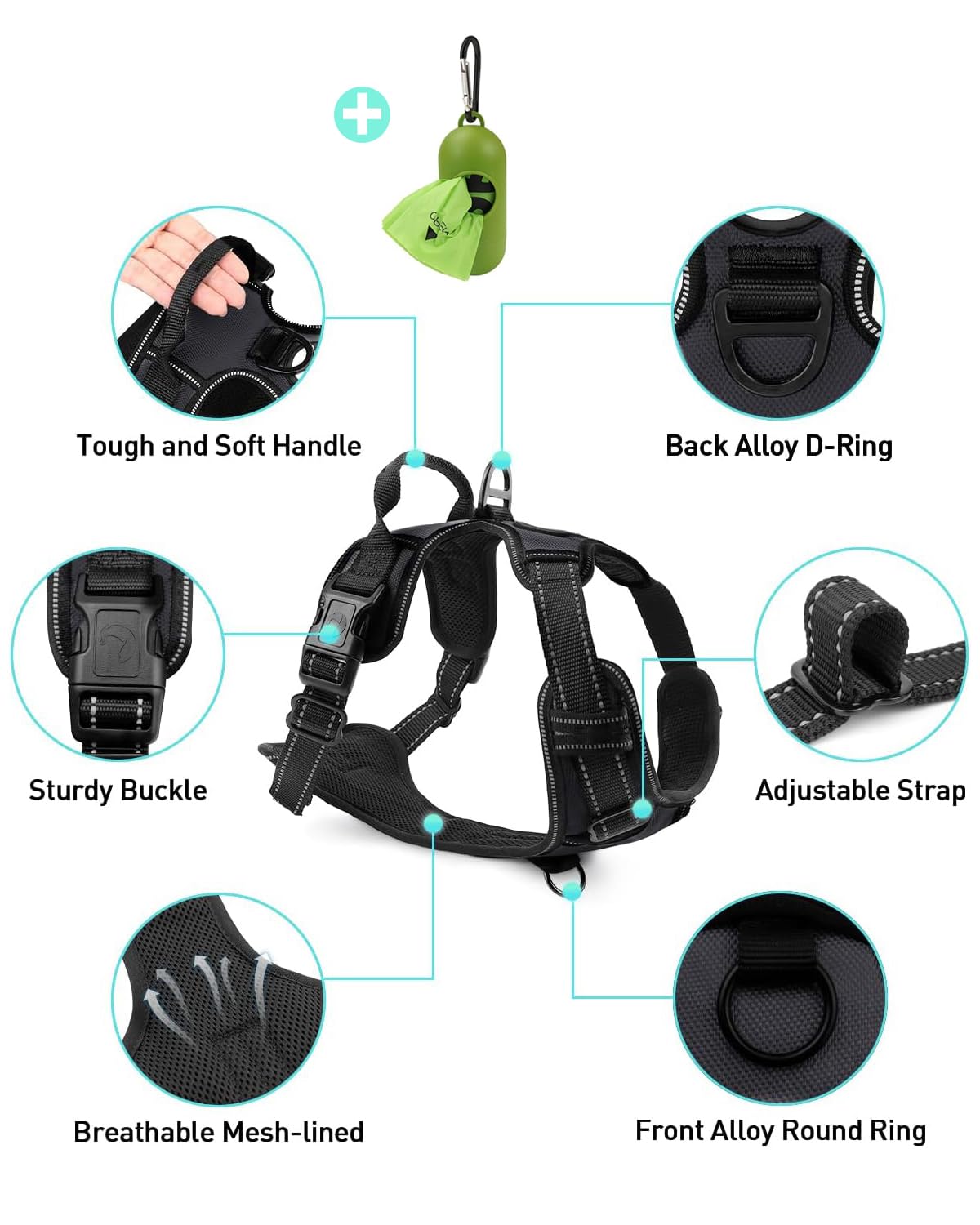Joytale front and back clip harness design supports versatile training