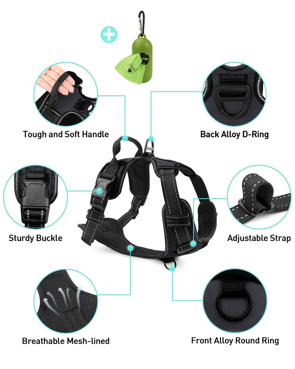 Joytale front and back clip harness design supports versatile training