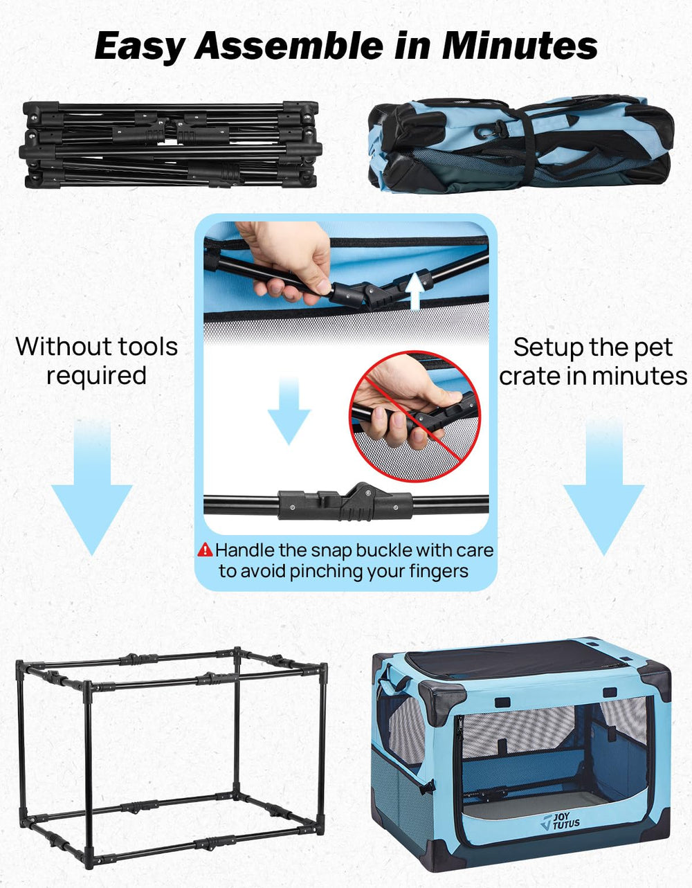 JOYTUTUS car-seat strap keeps crate secured during travel