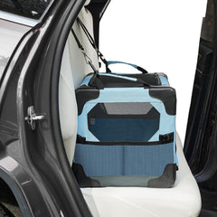 Joytutus collapsible dog crate 20-inch travel setup with car-secure straps