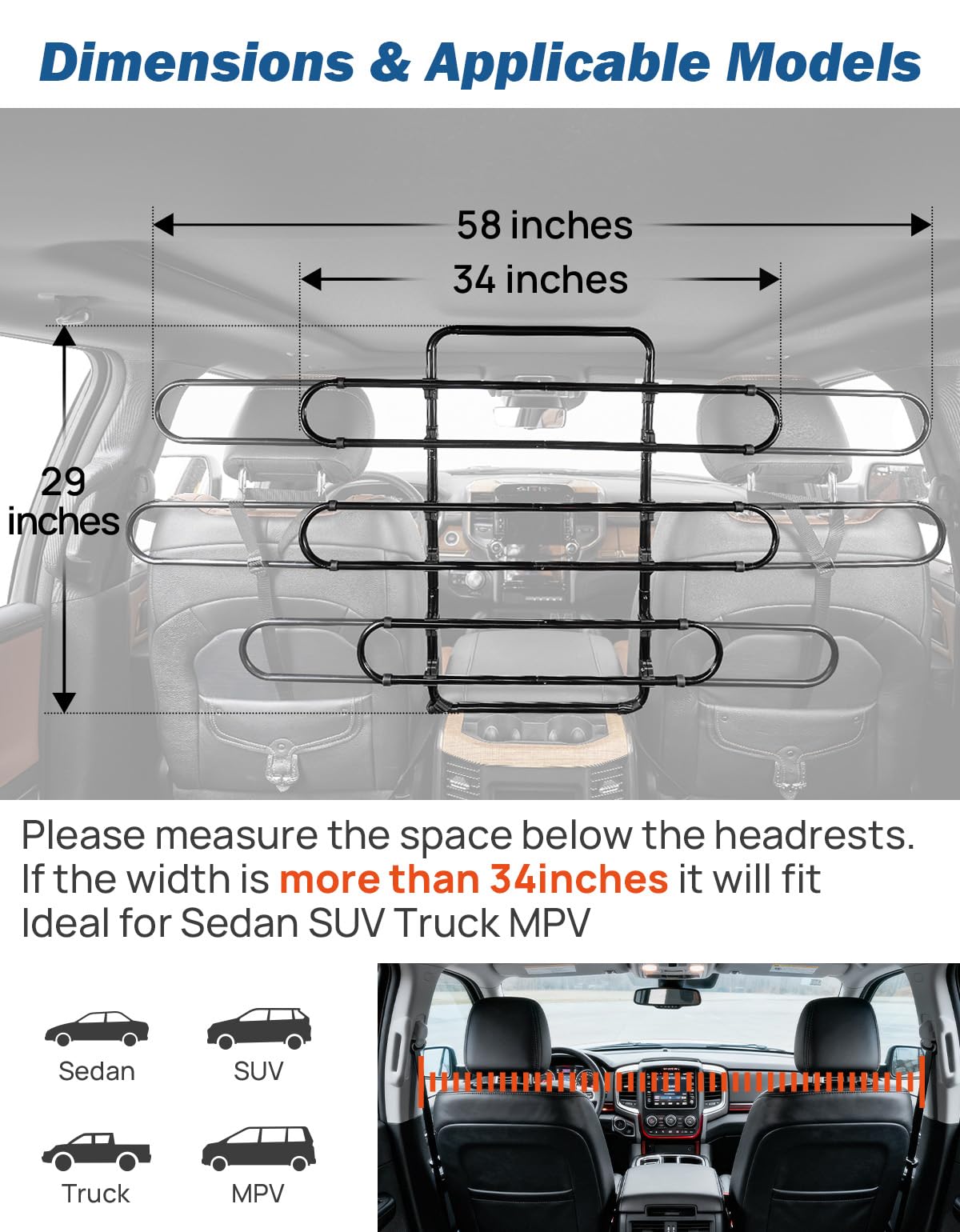 JOYTUTUS dog car barrier easy-installation reduces setup time for quick trips.