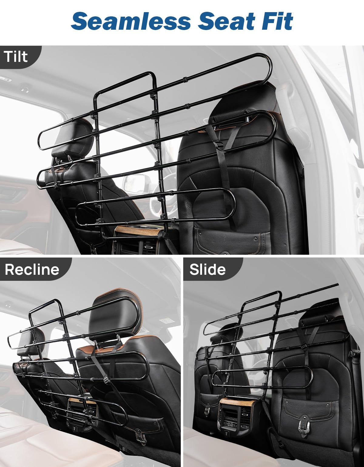 JOYTUTUS dog car barrier tall 29in supports larger dogs while keeping the back seat clear.