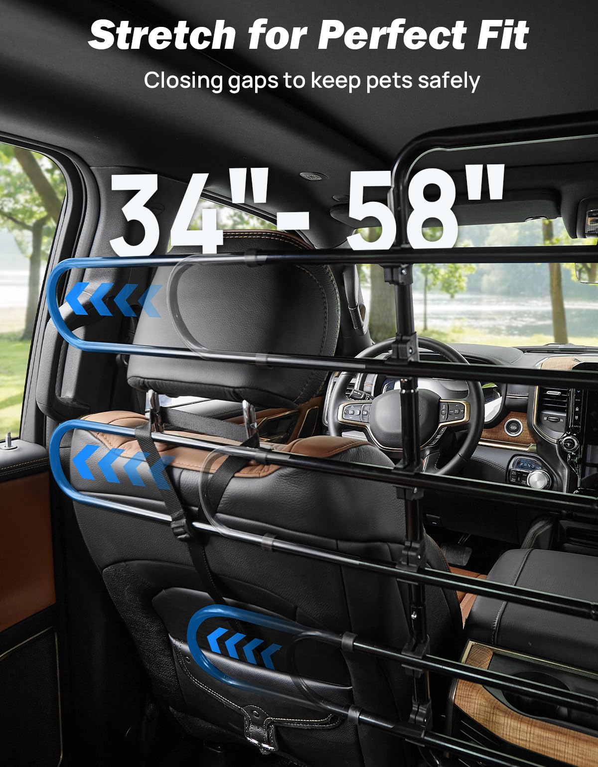 JOYTUTUS dog car barrier tilt and recline enables easy access and pet interaction on trips.