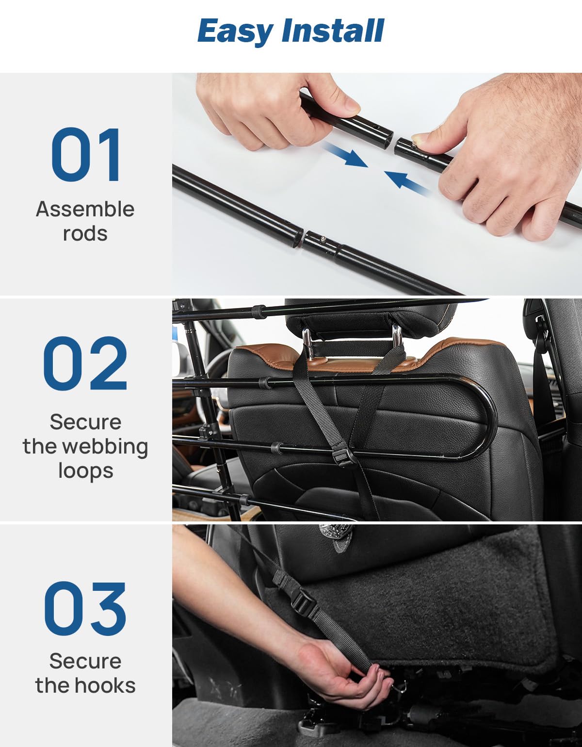 JOYTUTUS dog car barrier works with sedans, SUVs, trucks, and MPVs for versatile use.