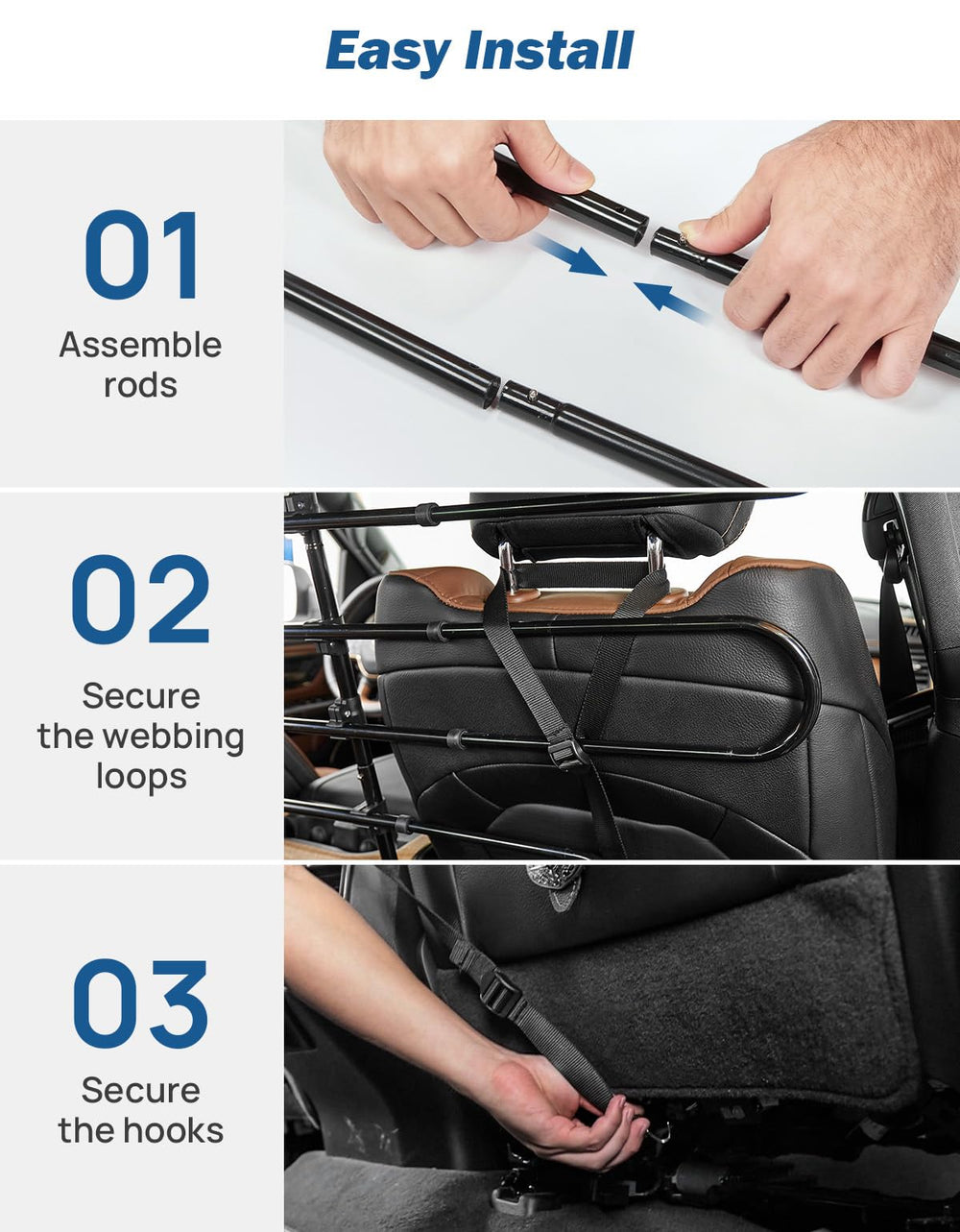 JOYTUTUS dog car barrier works with sedans, SUVs, trucks, and MPVs for versatile use.
