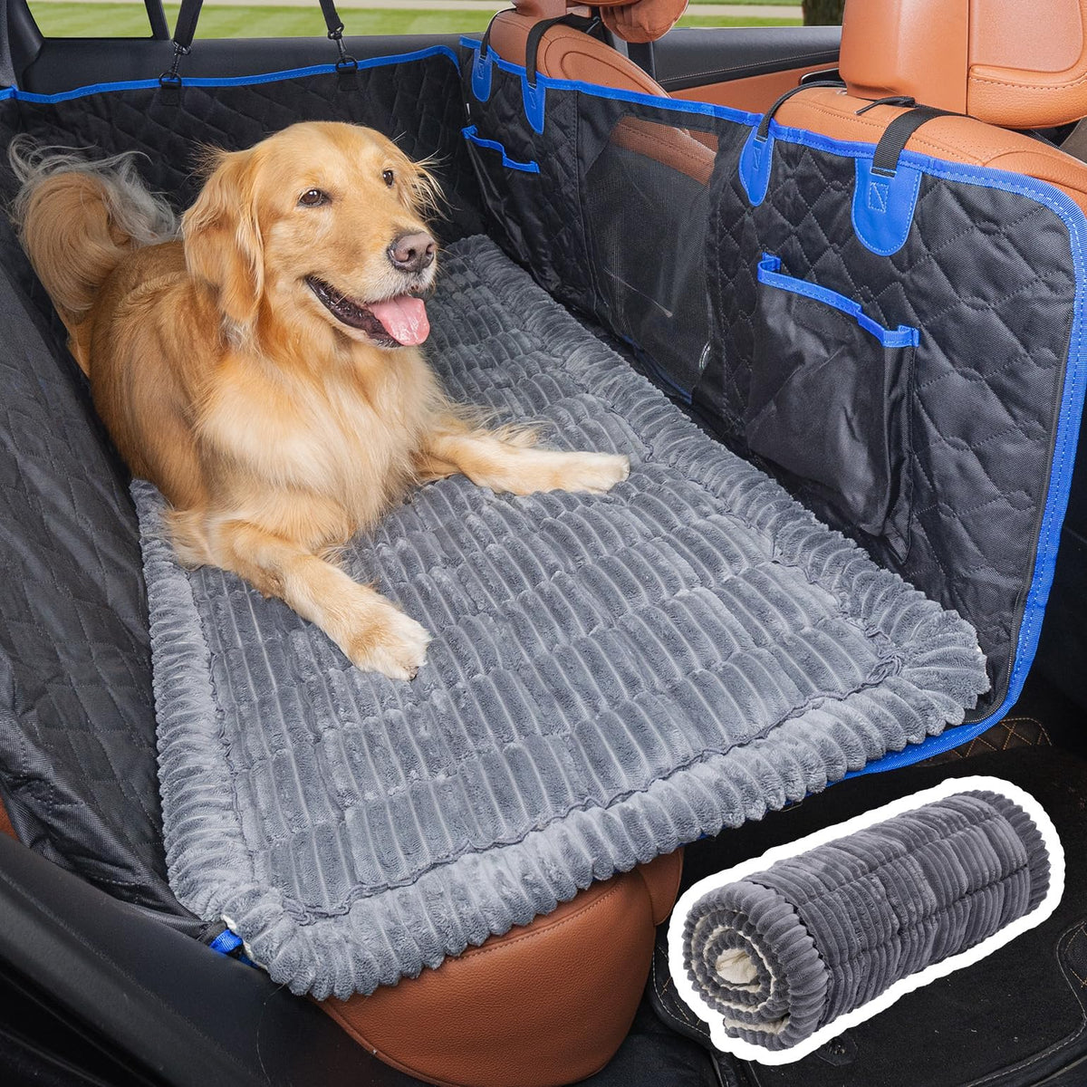 JOYTUTUS dog mat bed on backseat extender for secure travel