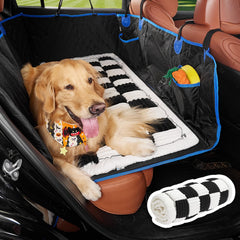 JOYTUTUS dog mat bed on backseat extender showing secure, non-slip travel setup