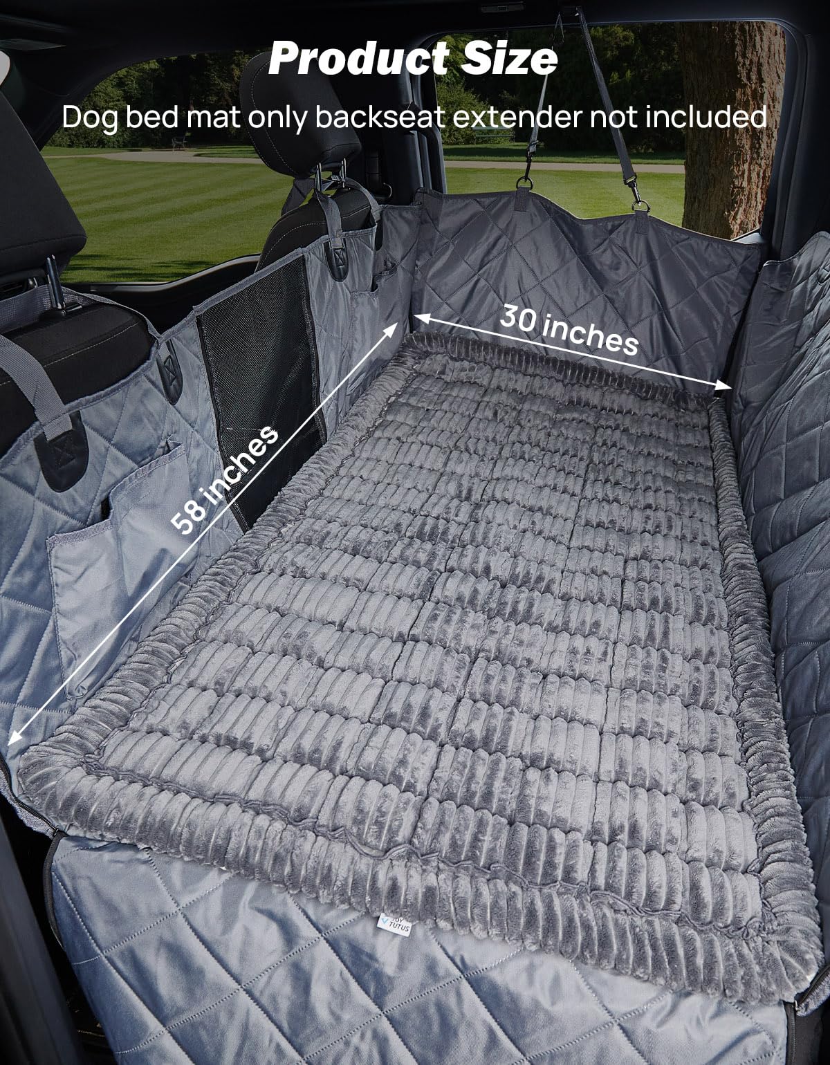 JOYTUTUS 58x30 inch mat fits most backseat extenders in cars and SUVs