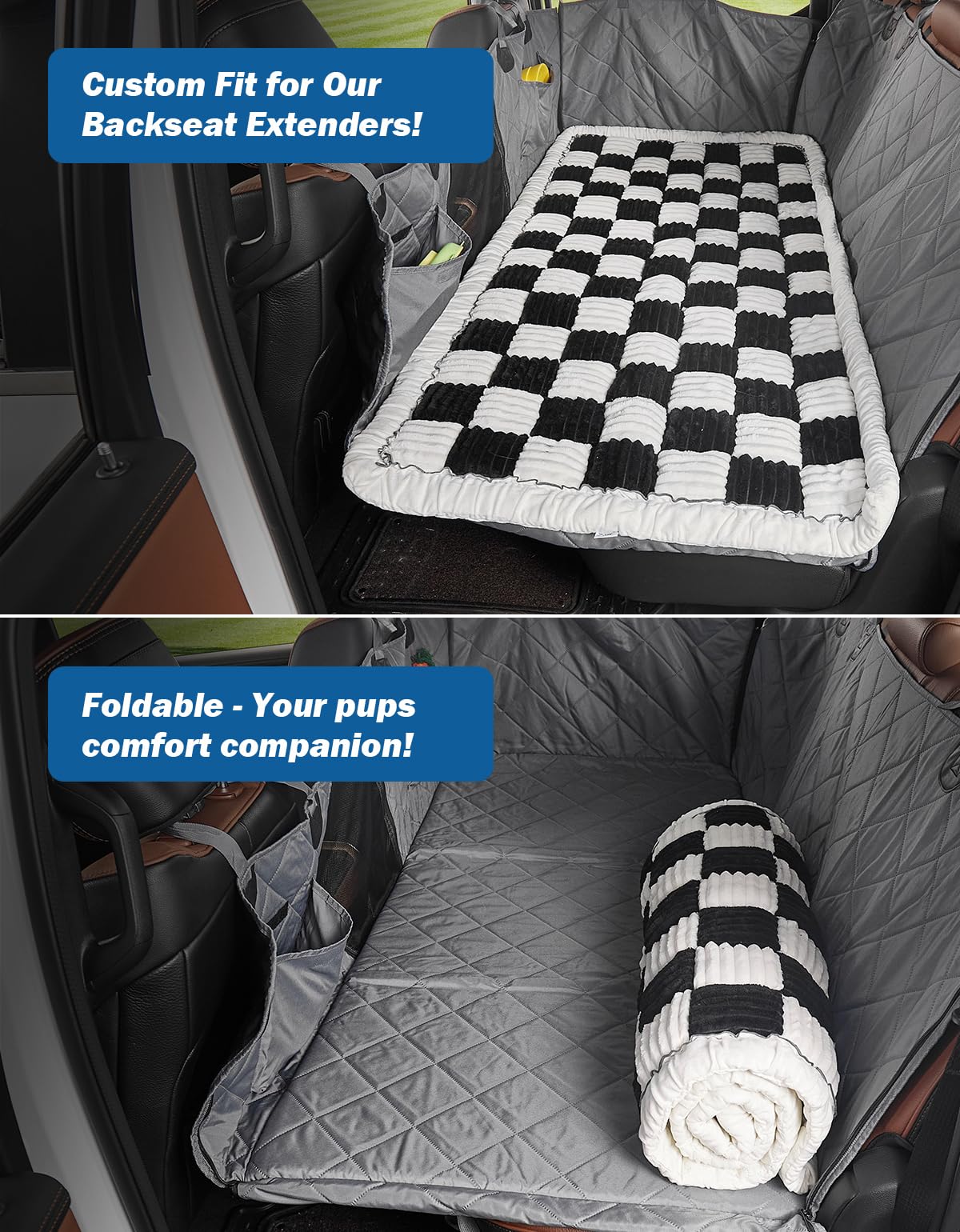JOYTUTUS dog mat bed in-car setup demonstrates easy installation and cleanup