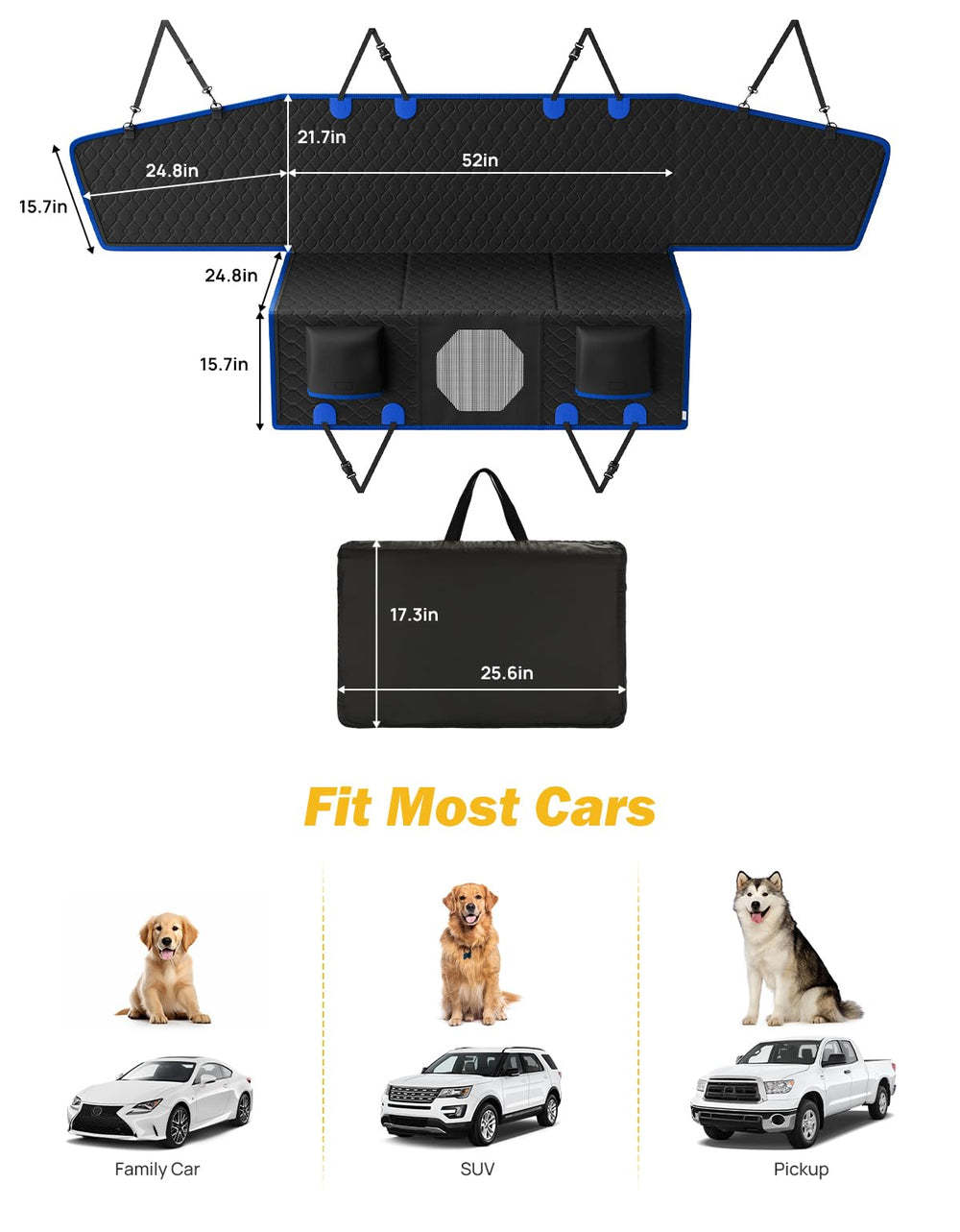 JOYTUTUS dog seat cover universal fit adapts to most cars SUVs and trucks