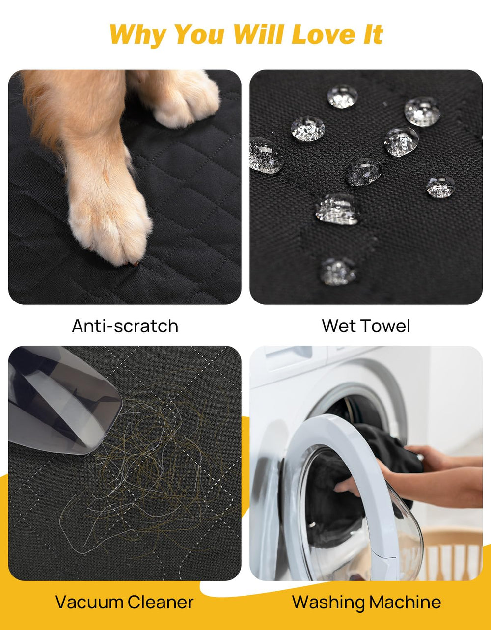 JOYTUTUS dog seat cover waterproof fabric protects seats from dirt and drool during travel