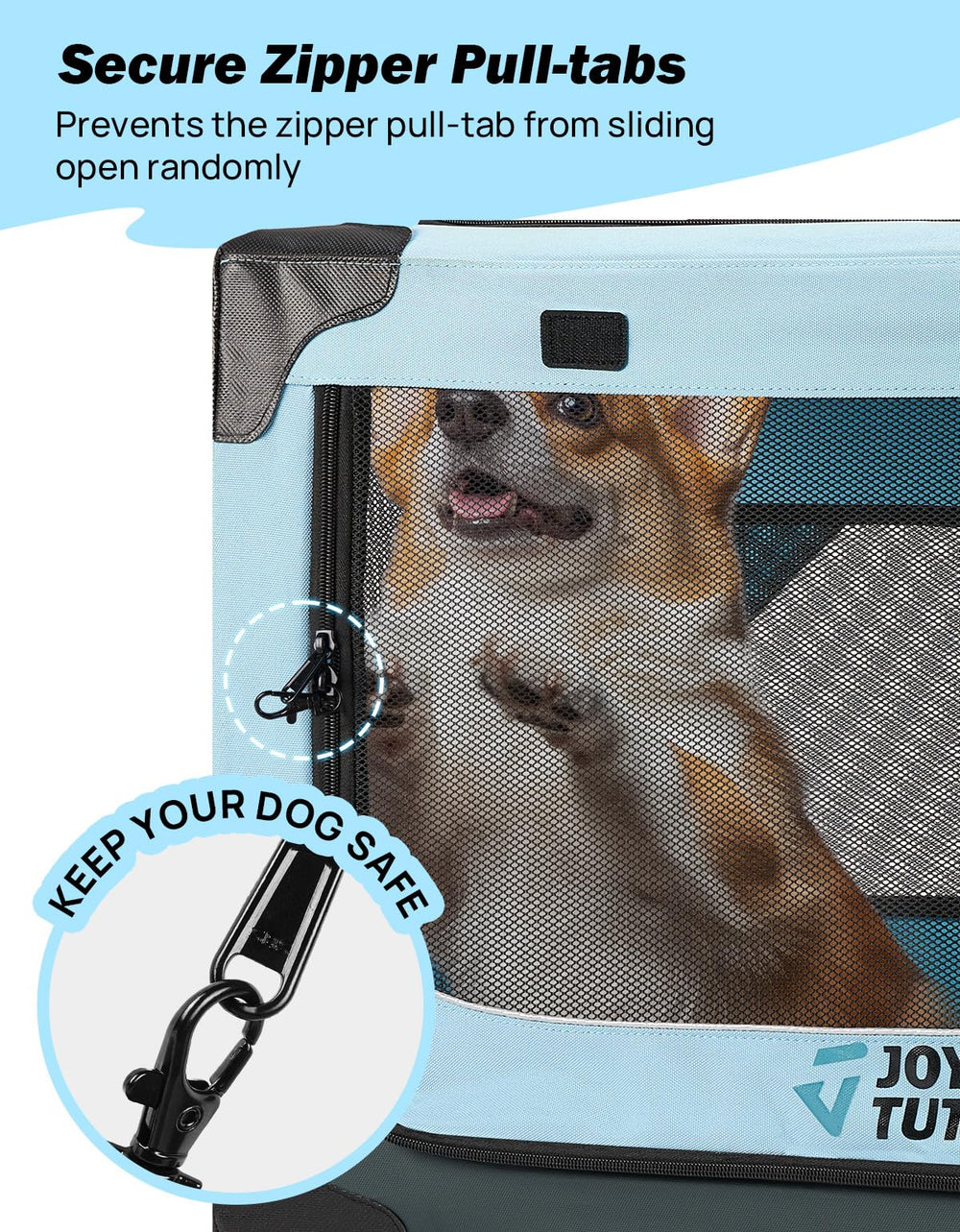 JOYTUTUS soft crate interior highlights ventilation and comfort