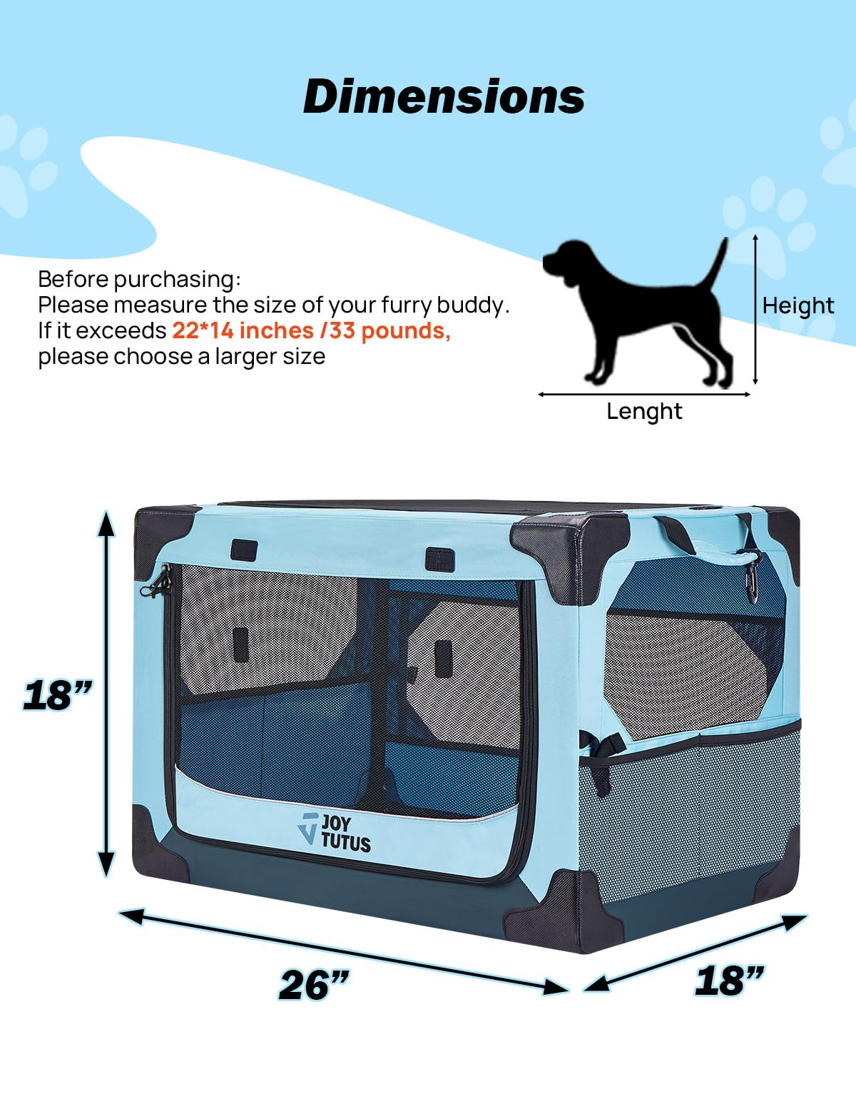 JOYTUTUS travel crate folded blue shows ultra-compact portability