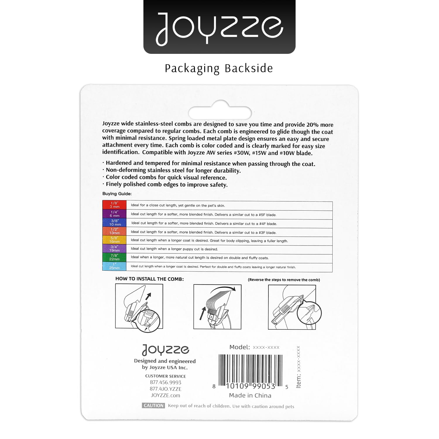 JOYZZE A Series Wide Comb professional grooming use emphasizes reliable precision