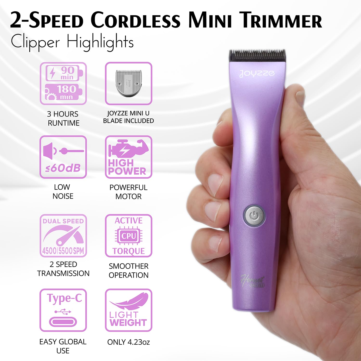 JOYZZE Hornet Mini Purple on-the-go grooming in hand