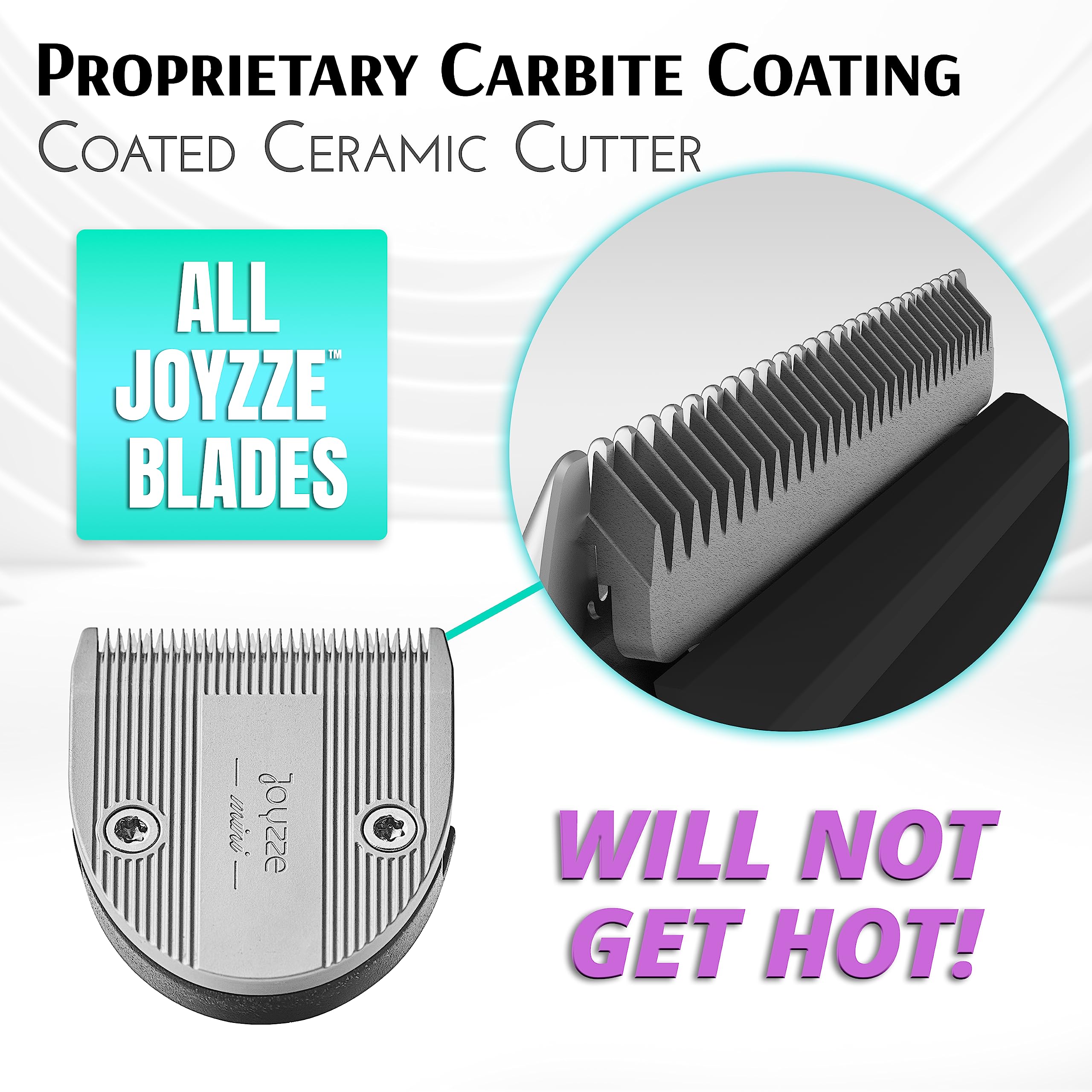 JOYZZE M Series blades delivering smooth trims across fur types.