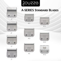 JOYZZE coated ceramic edge detail on blade for smooth cuts.