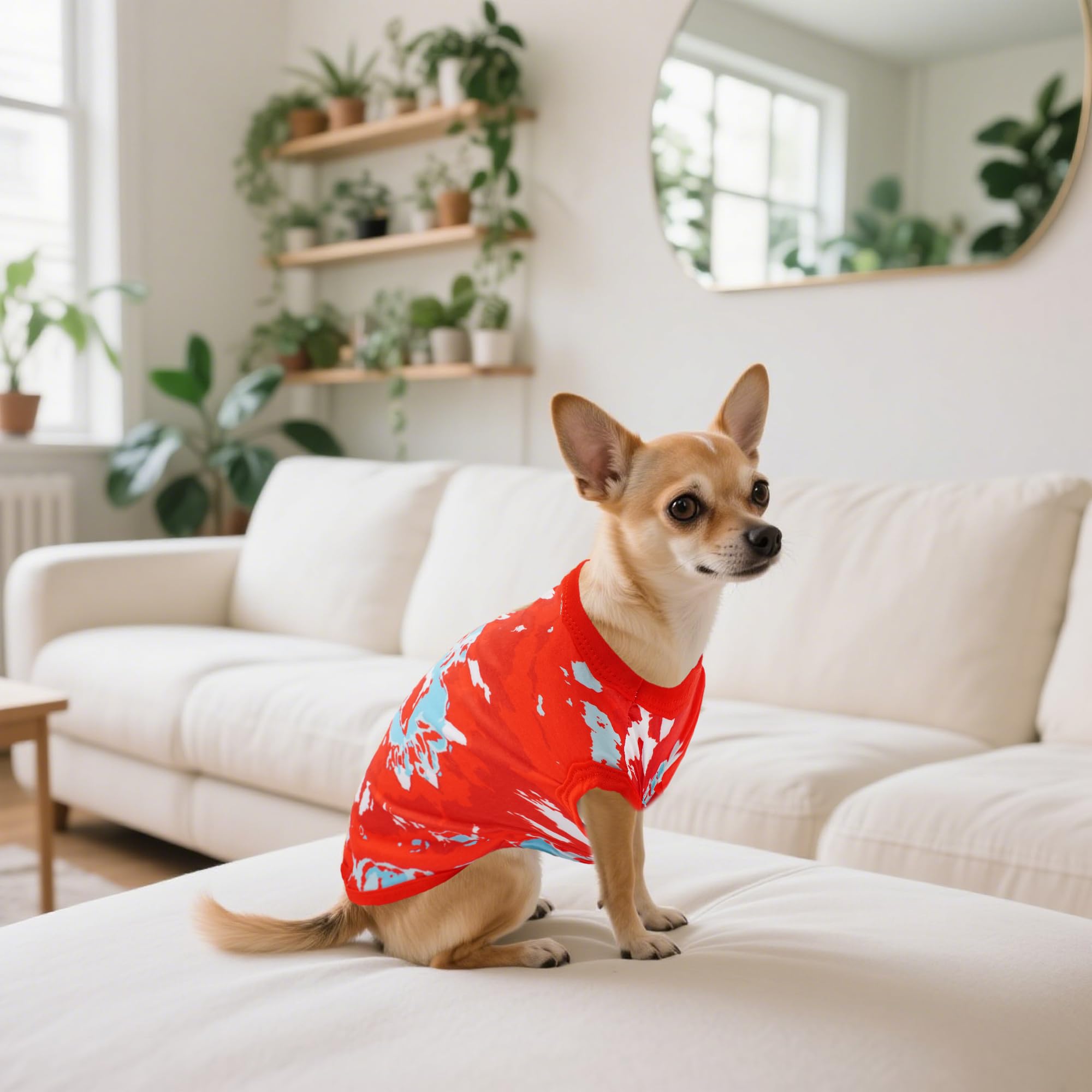 JpGdn dog shirt worn outdoors demonstrates lightweight stylish wear