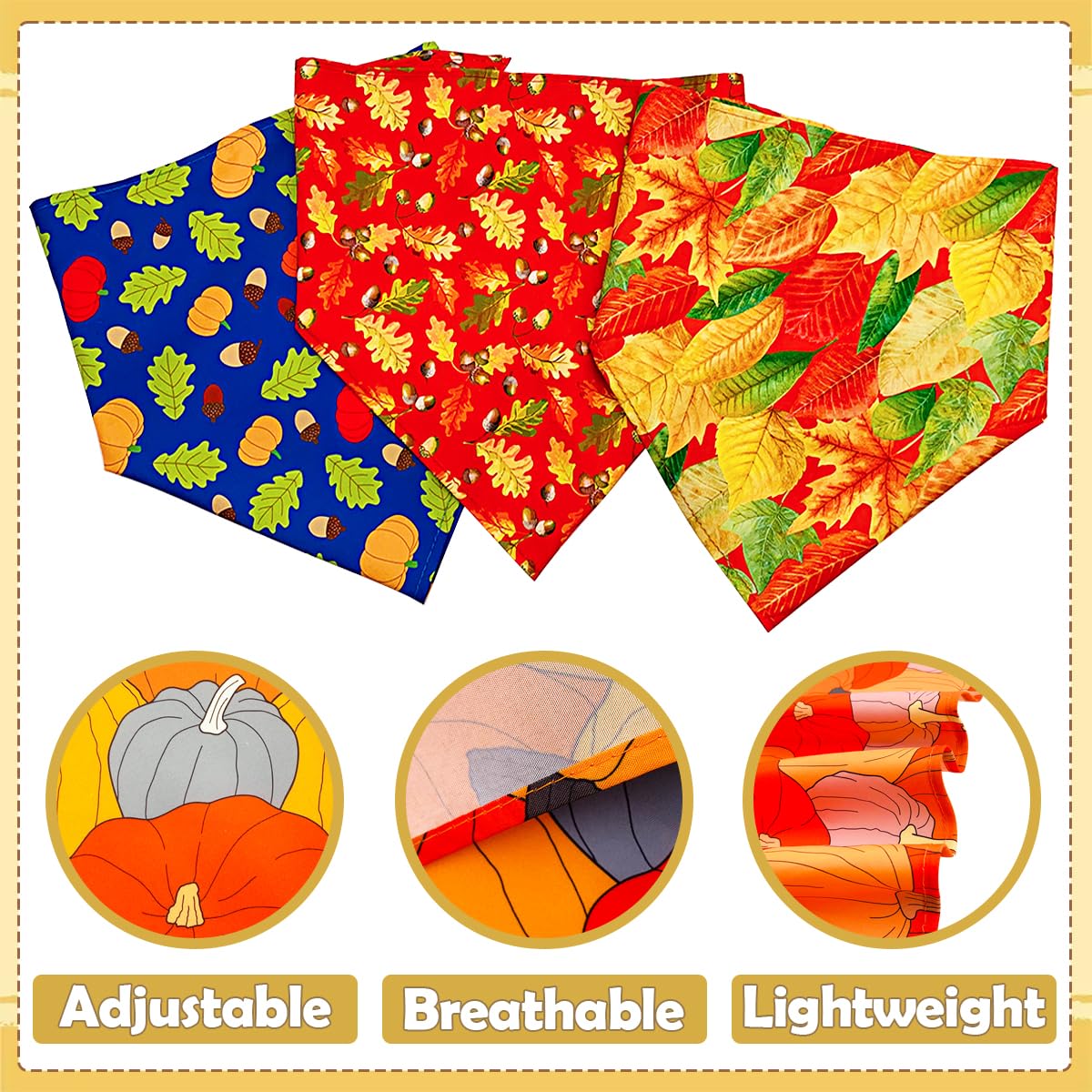 JpGdn maple pumpkin pattern bandana enhances collar style and easy cleaning