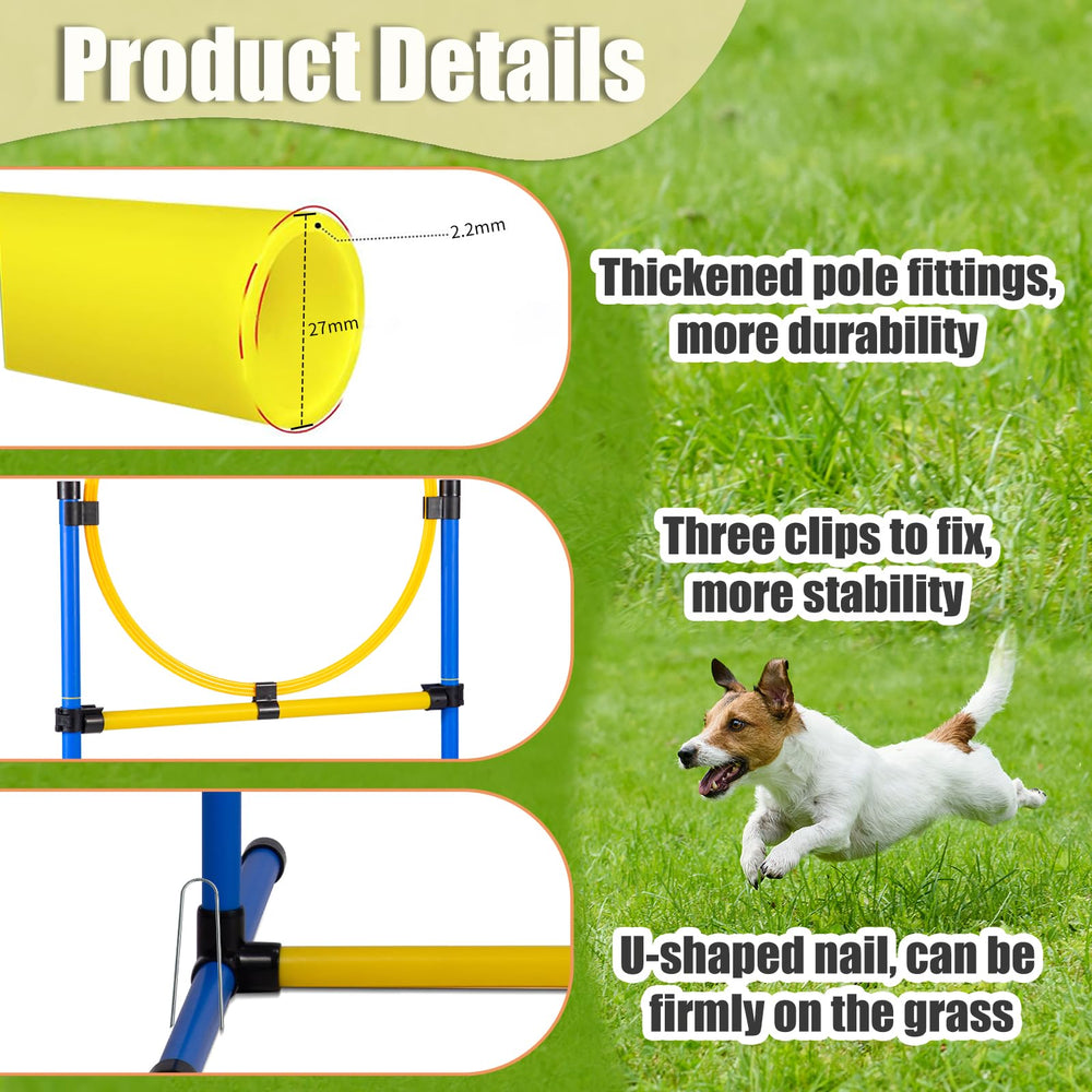 JRUICFDY dog agility tunnel in backyard boosts confidence and playful exercise.