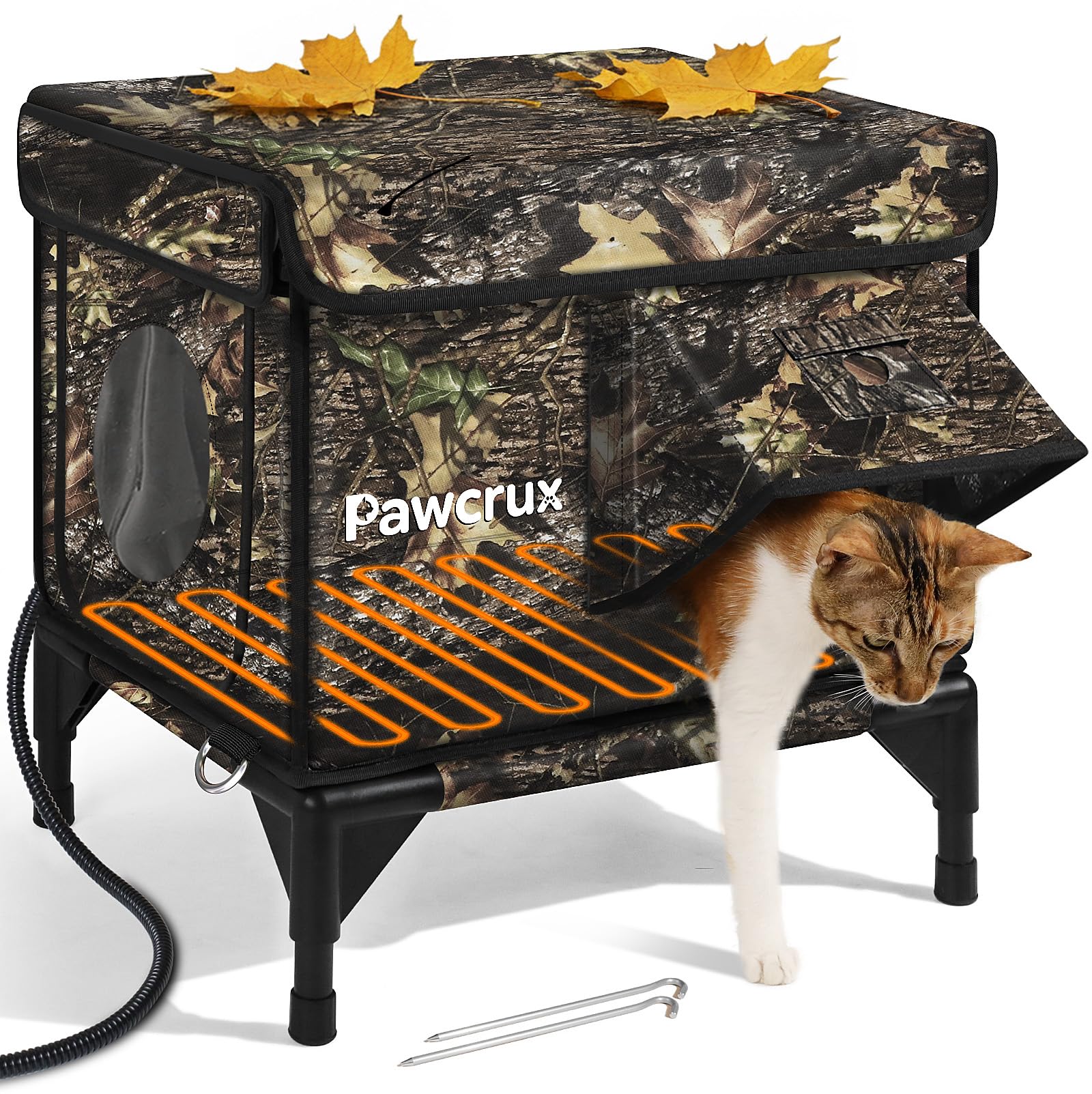 JLSAME weatherproof cat house exterior provides outdoor winter warmth for cats.