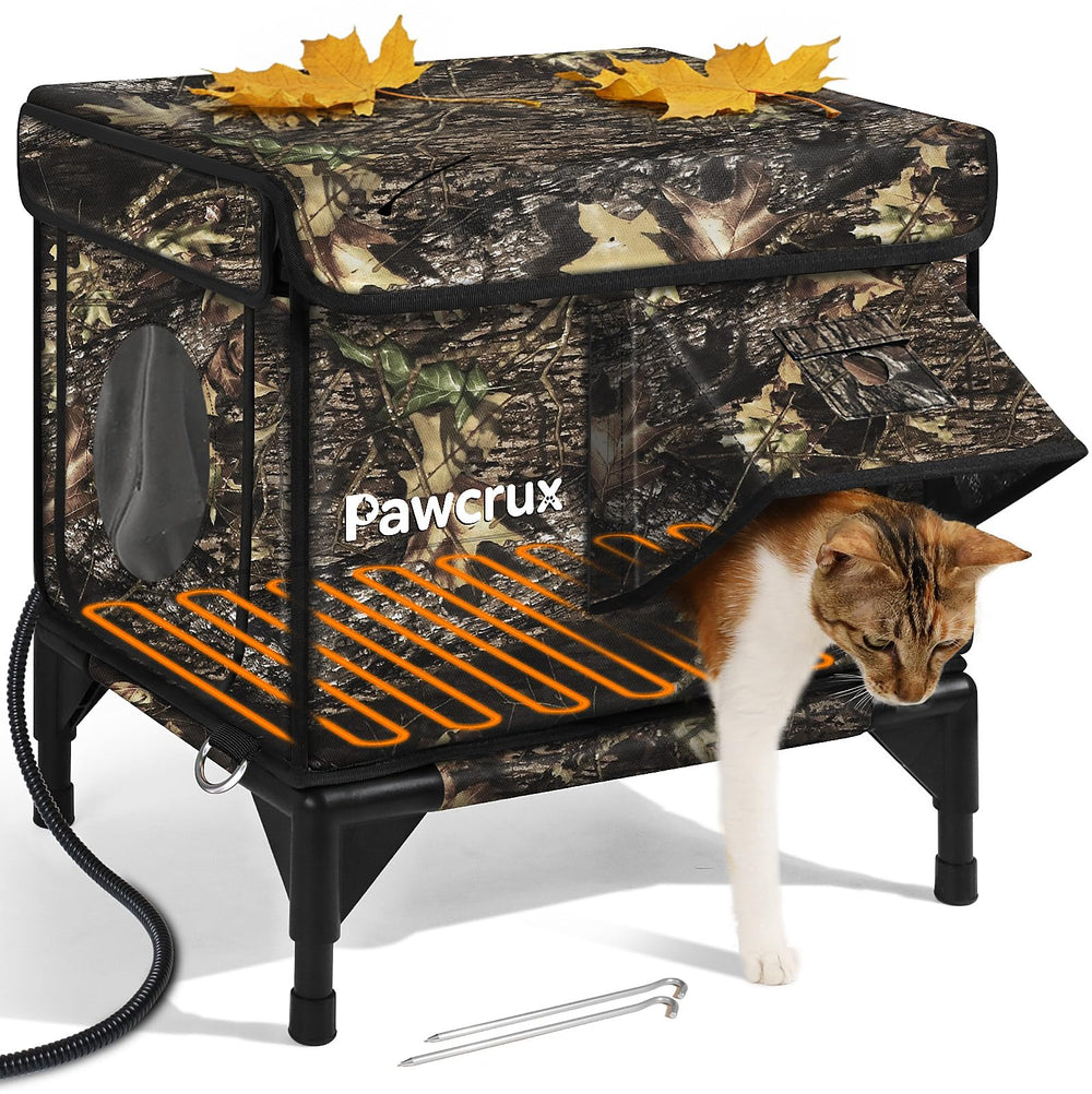 JLSAME weatherproof cat house exterior provides outdoor winter warmth for cats.