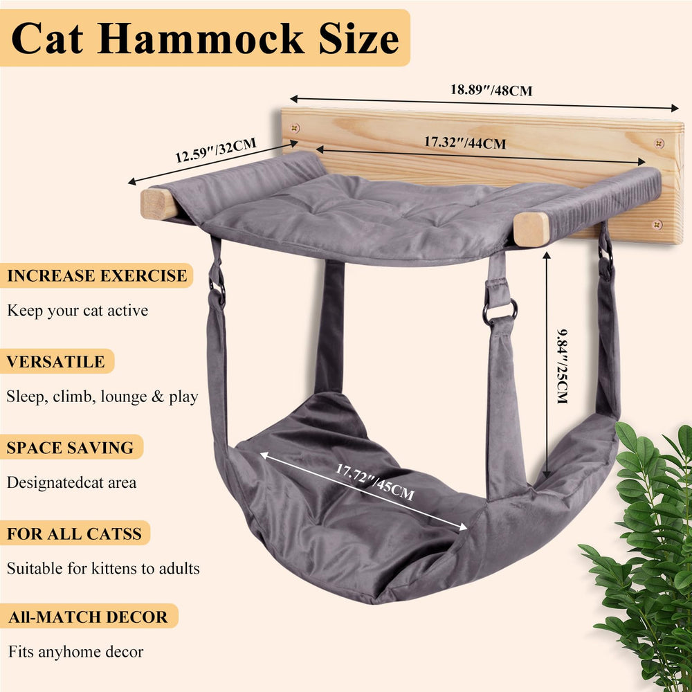 JSPYFITS large 18.9 by 12.6 inch hammock offers comfy space for bigger cats.