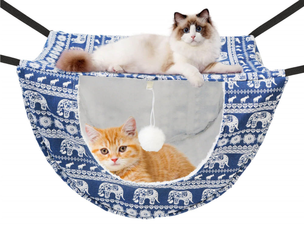 JSPYFITS cat cage hammock with ball removable for interactive play and rest.