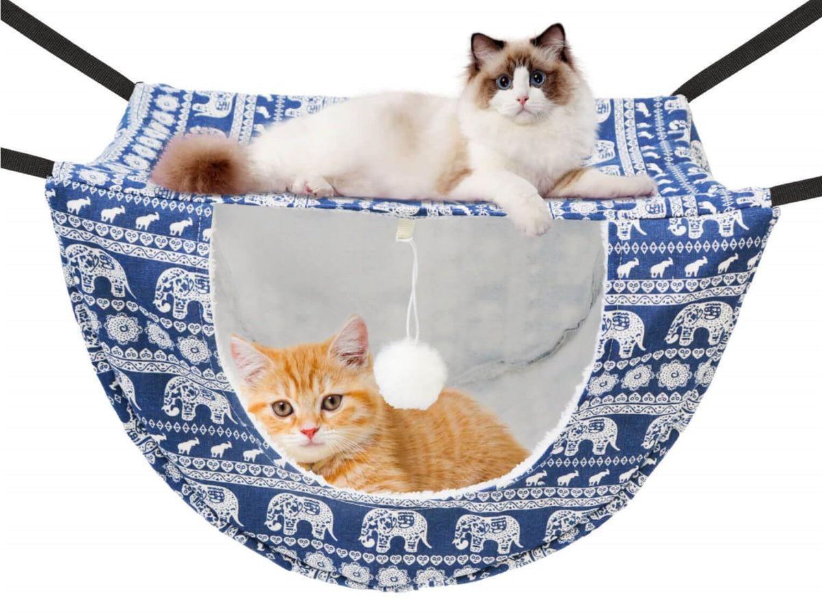 JSPYFITS cat cage hammock with ball removable for interactive play and rest.