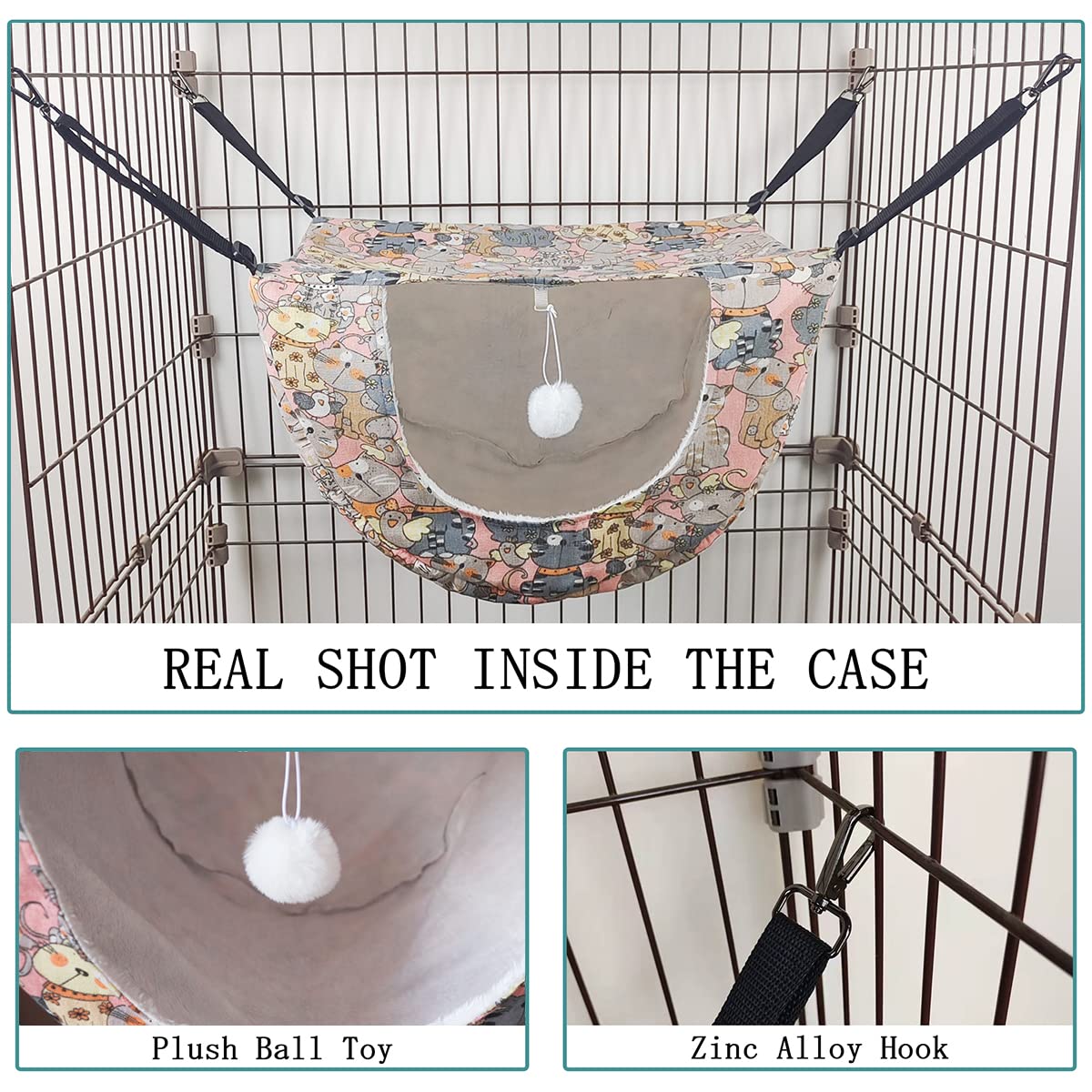 JSPYFITS cat hammock durable-stitching technique supports daily use