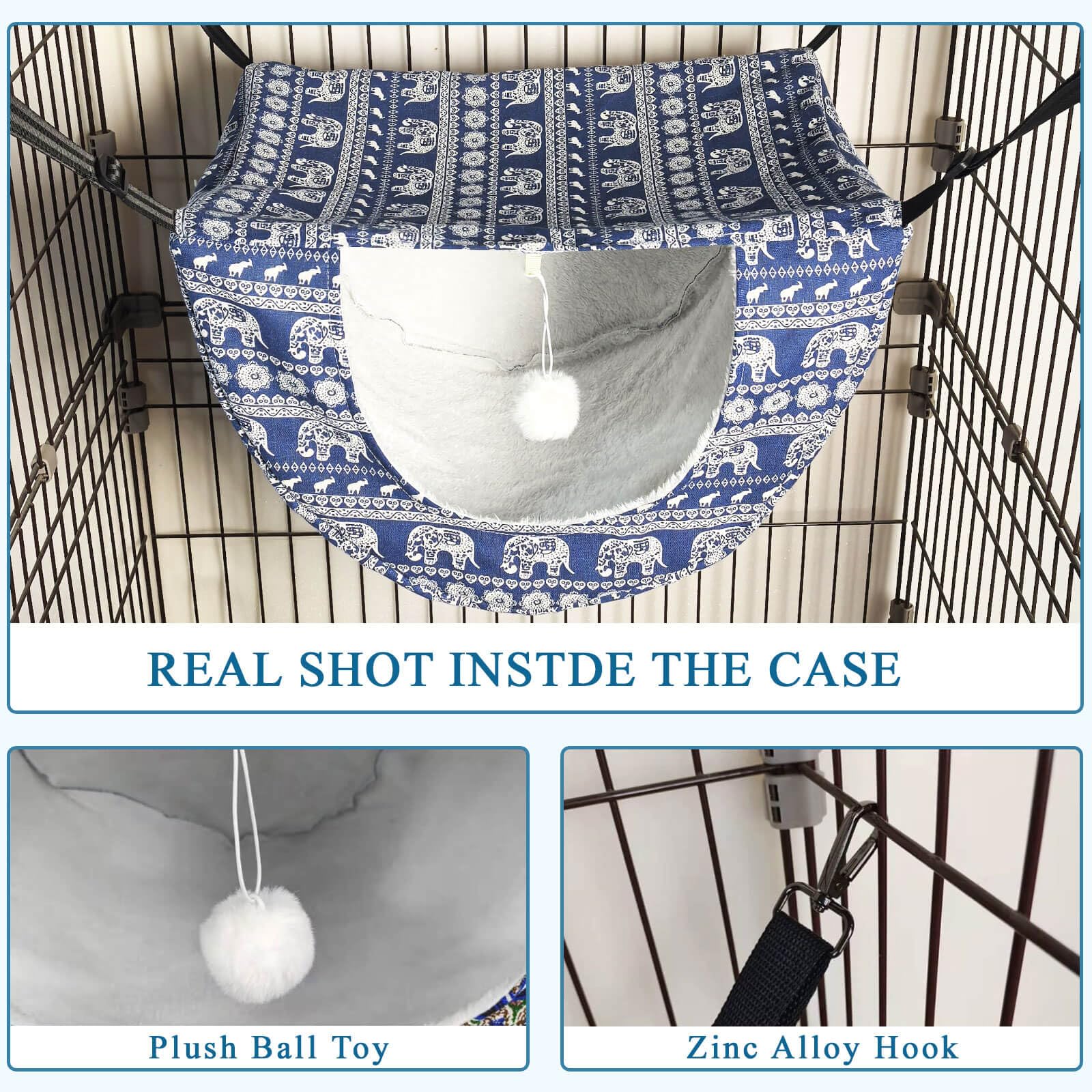 JSPYFITS cat hammock blue Elephant INS-pattern adds cheer to home decor.