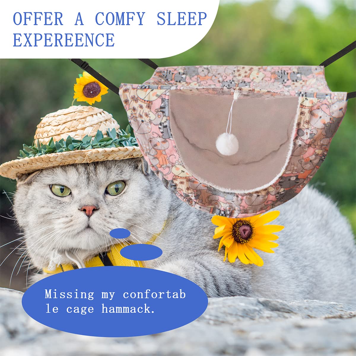 JSPYFITS cat hammock reinforced-wiring ensures durability during play