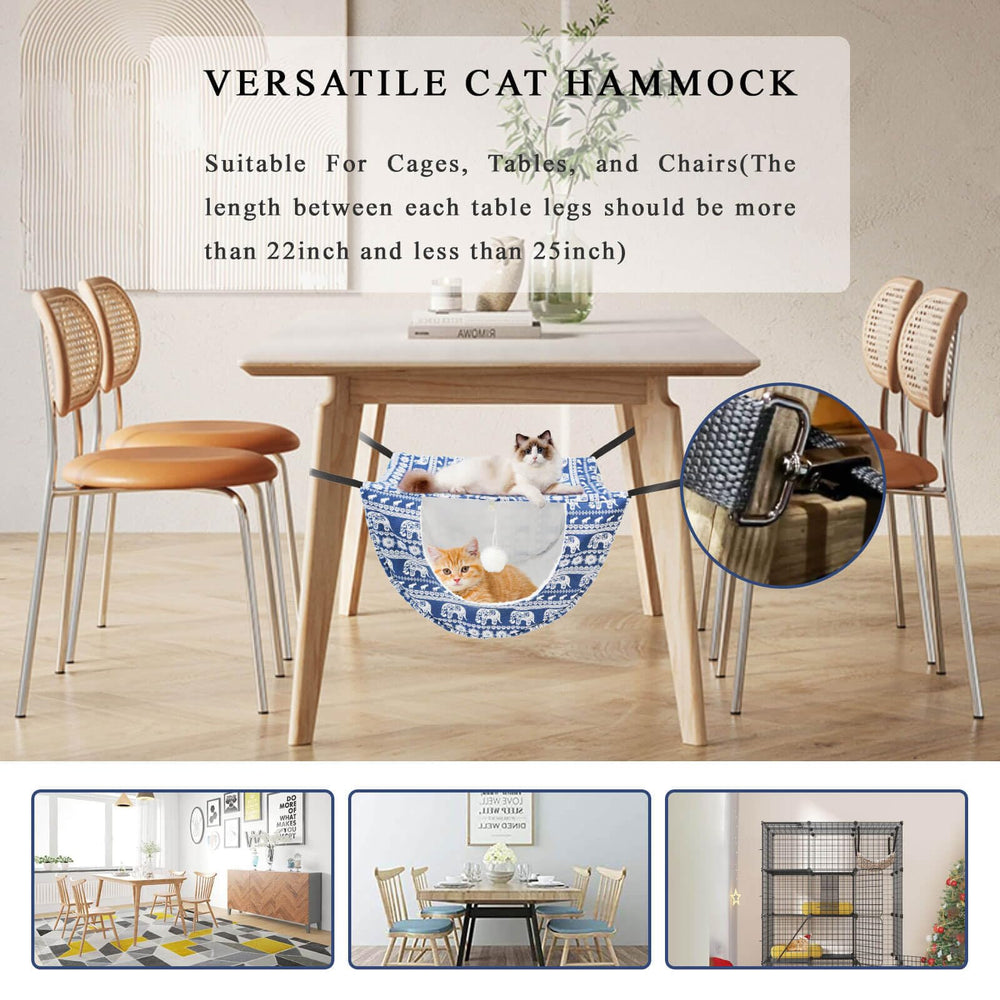 JSPYFITS cat cage hammock stainless clips keep installation secure.