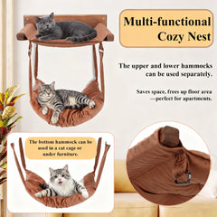 JSPYFITS wooden cat wall hammock assembly in progress shows quick 4-step setup