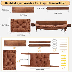 JSPYFITS wooden cat wall hammock close-up on durable solid pine wood