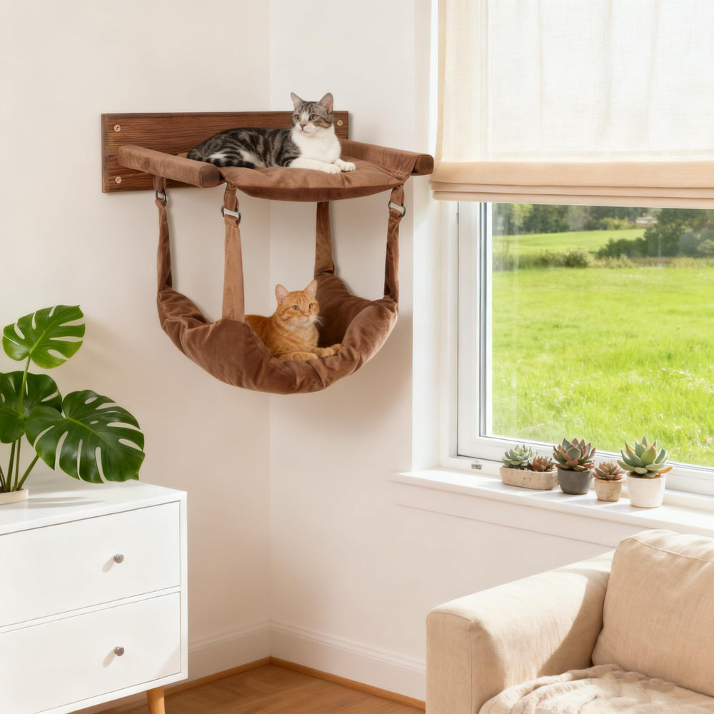 JSPYFITS wooden cat wall hammock setup guide with quick steps