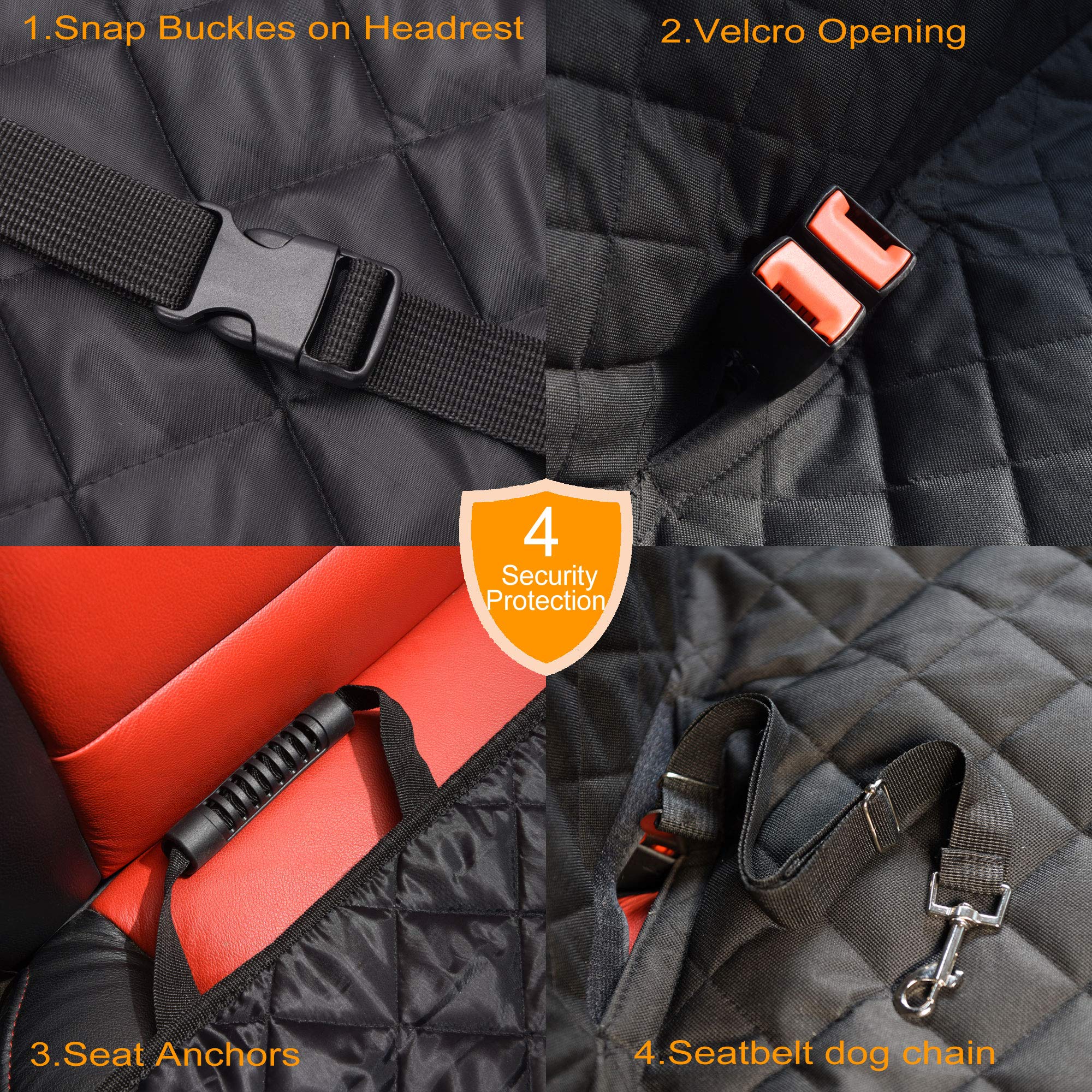 JSTHT dog seat cover includes a dog seat belt for safety.