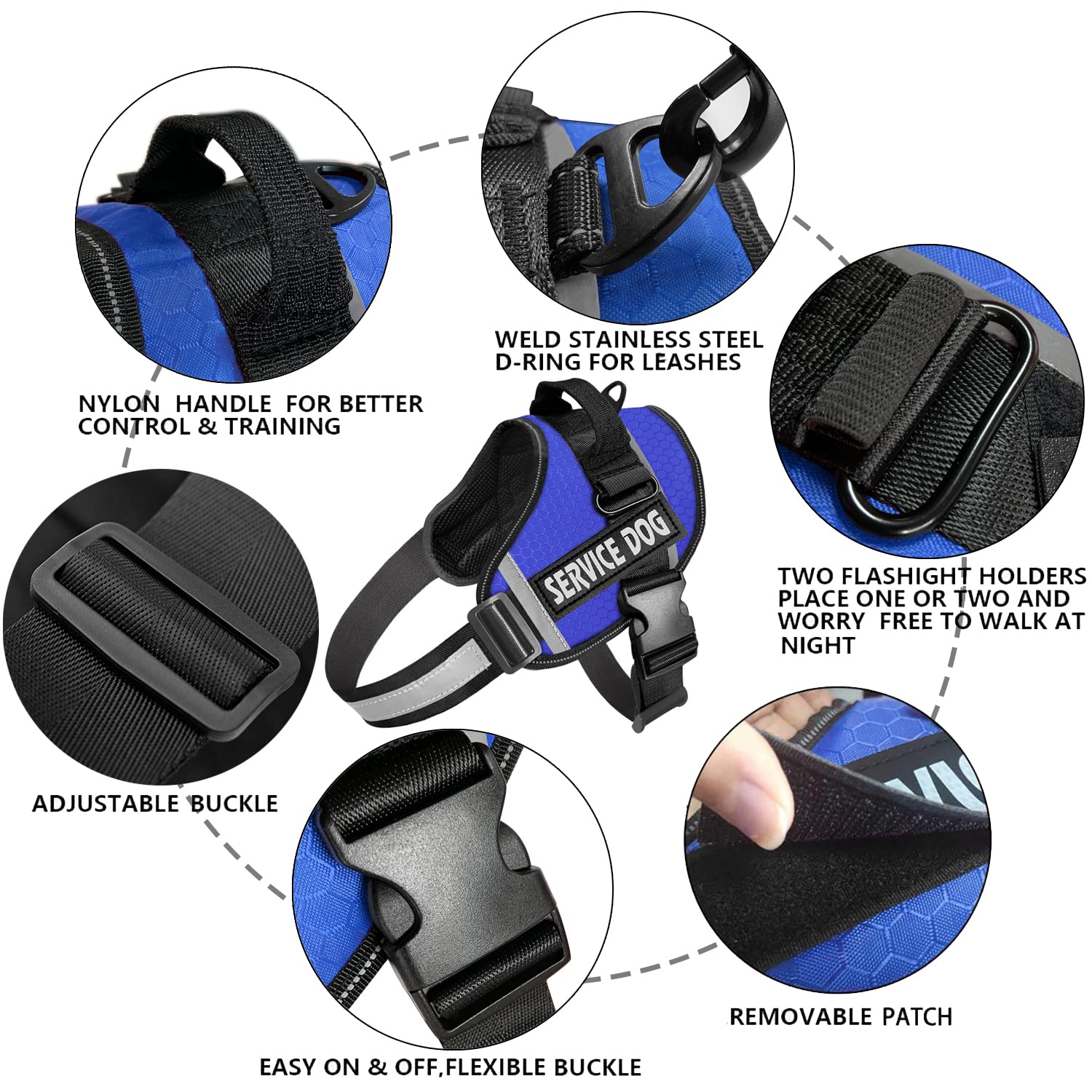 JSXD dog harness no-pull-design promotes easier walks and controlled movement